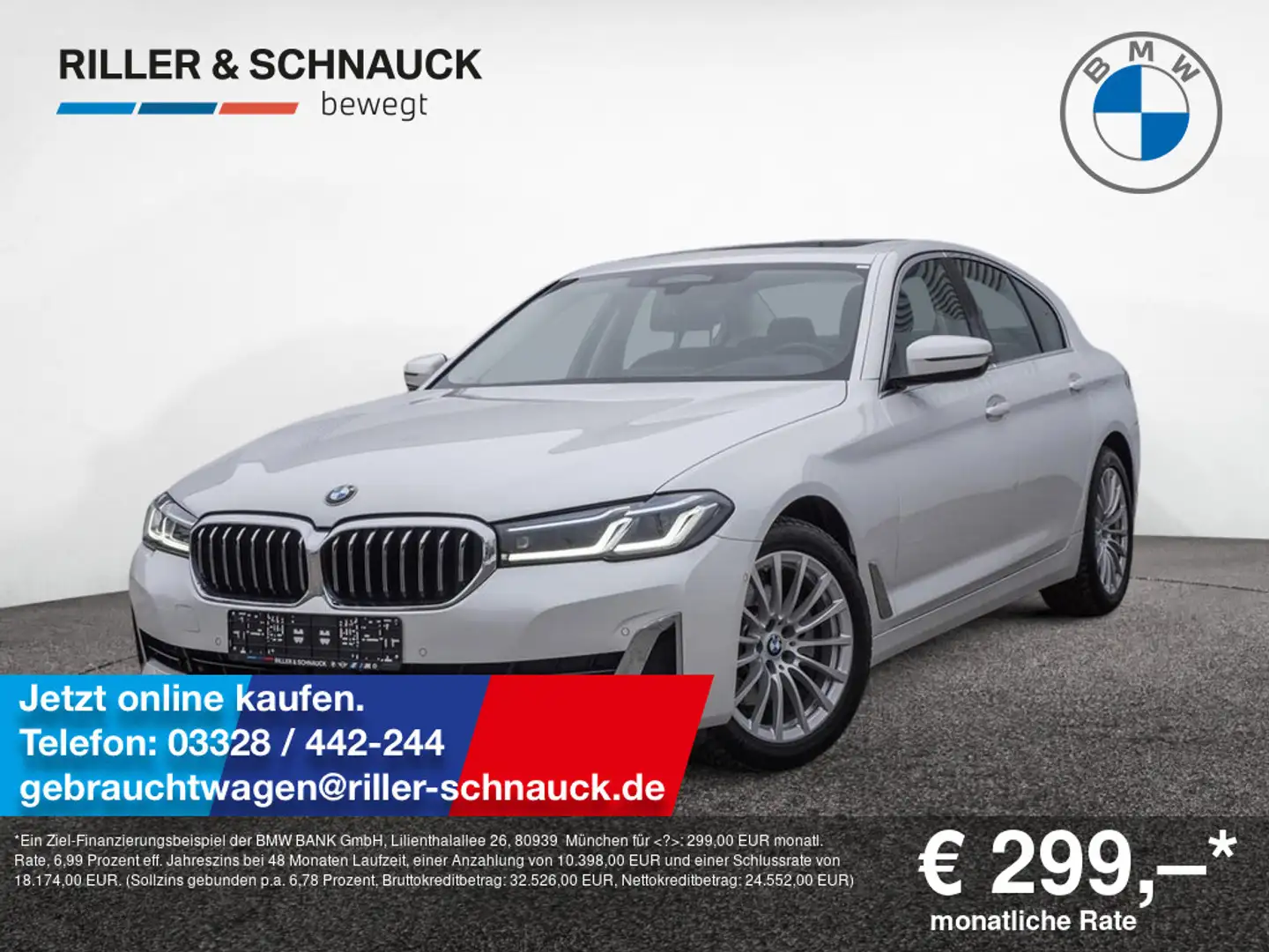 BMW 520 d Luxury Line LASER+HUD+AHK+LEDER+eGSD+ACC Weiß - 1