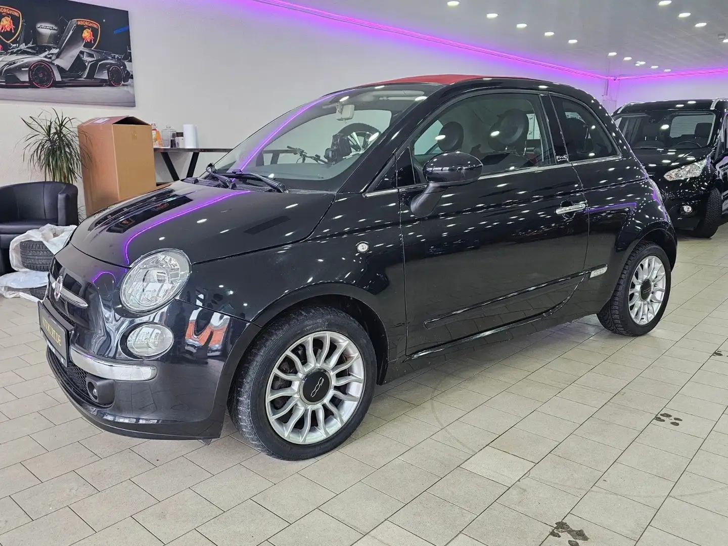 Fiat 500C Cabrio Vollleder Klima Tüv Garantie Schwarz - 1