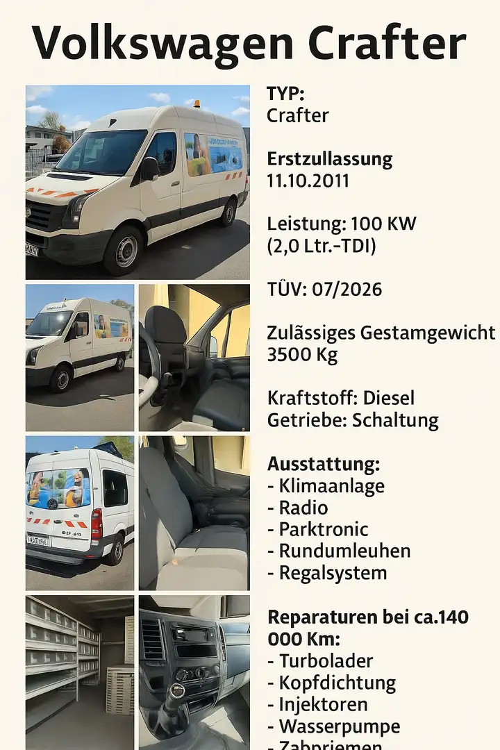 Volkswagen Crafter 35 TDI DPF Cool Profi mit Regal - 1