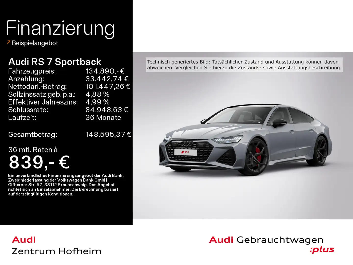 Audi RS7 performance*280 km/h*B&O Ad*HUD*P Grijs - 1
