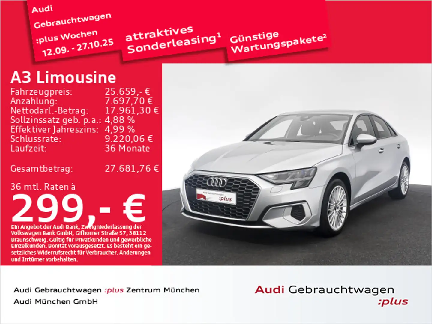 Audi A3 35 TDI S tronic advanced Navi+/Virt Silber - 1