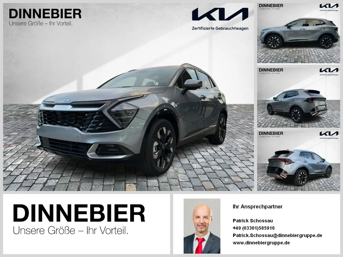 Kia Sportage 1.6T PHEV Spirit AWD+360°+LED+Navi Silber - 1