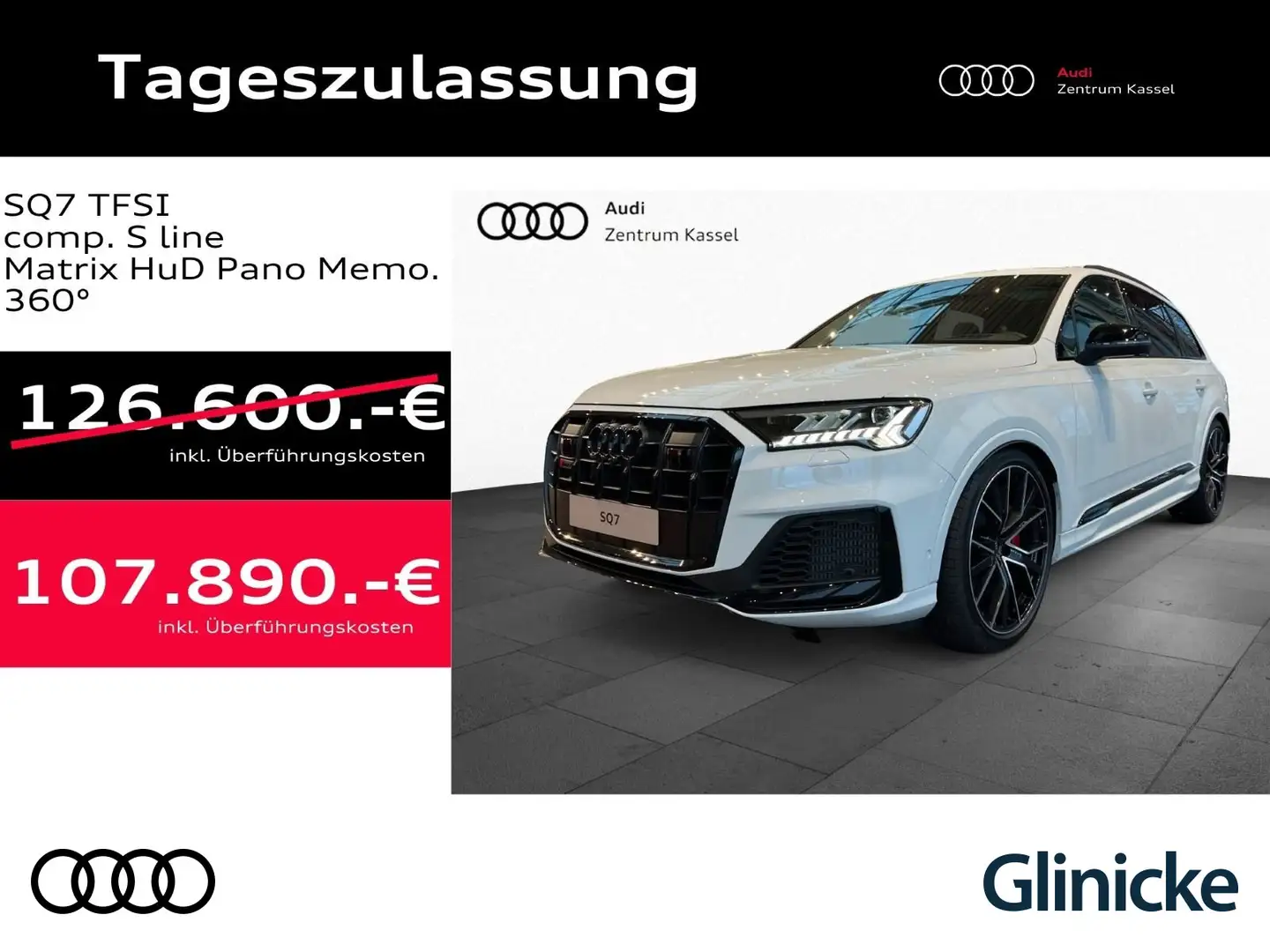 Audi SQ7 comp. S line Matrix HuD Pano Memo. 360° Blanc - 1