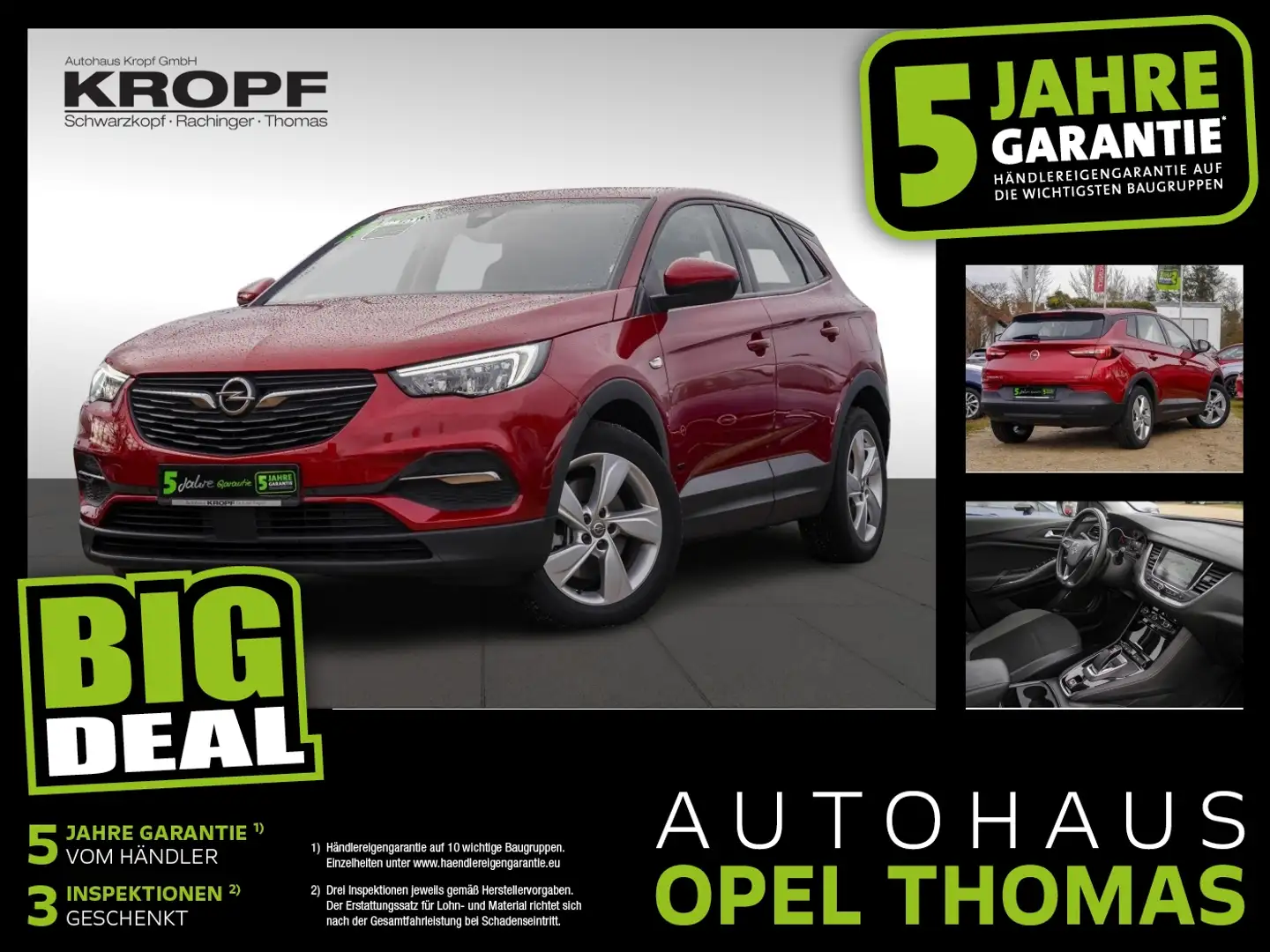 Opel Grandland 1.6 Turbo Edition LED+Navi+SHZ+2xKlima Rood - 1