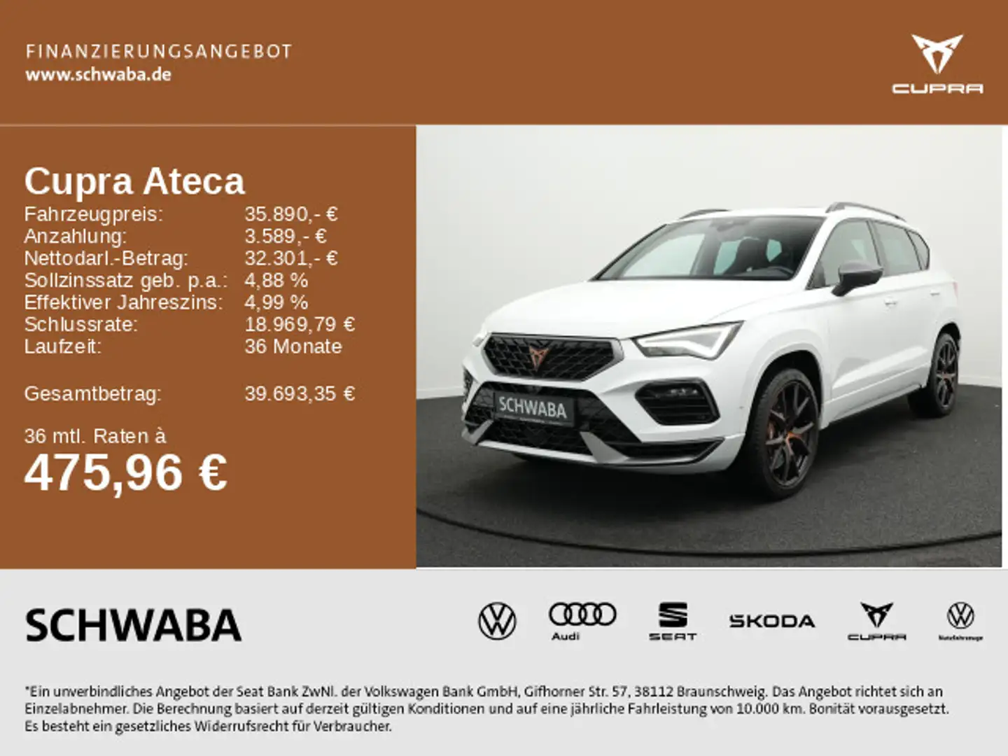 CUPRA Ateca 2.0 TSI DSG 4D *LED*PANO*AHK*BREMBO*BEATS* Blanc - 1