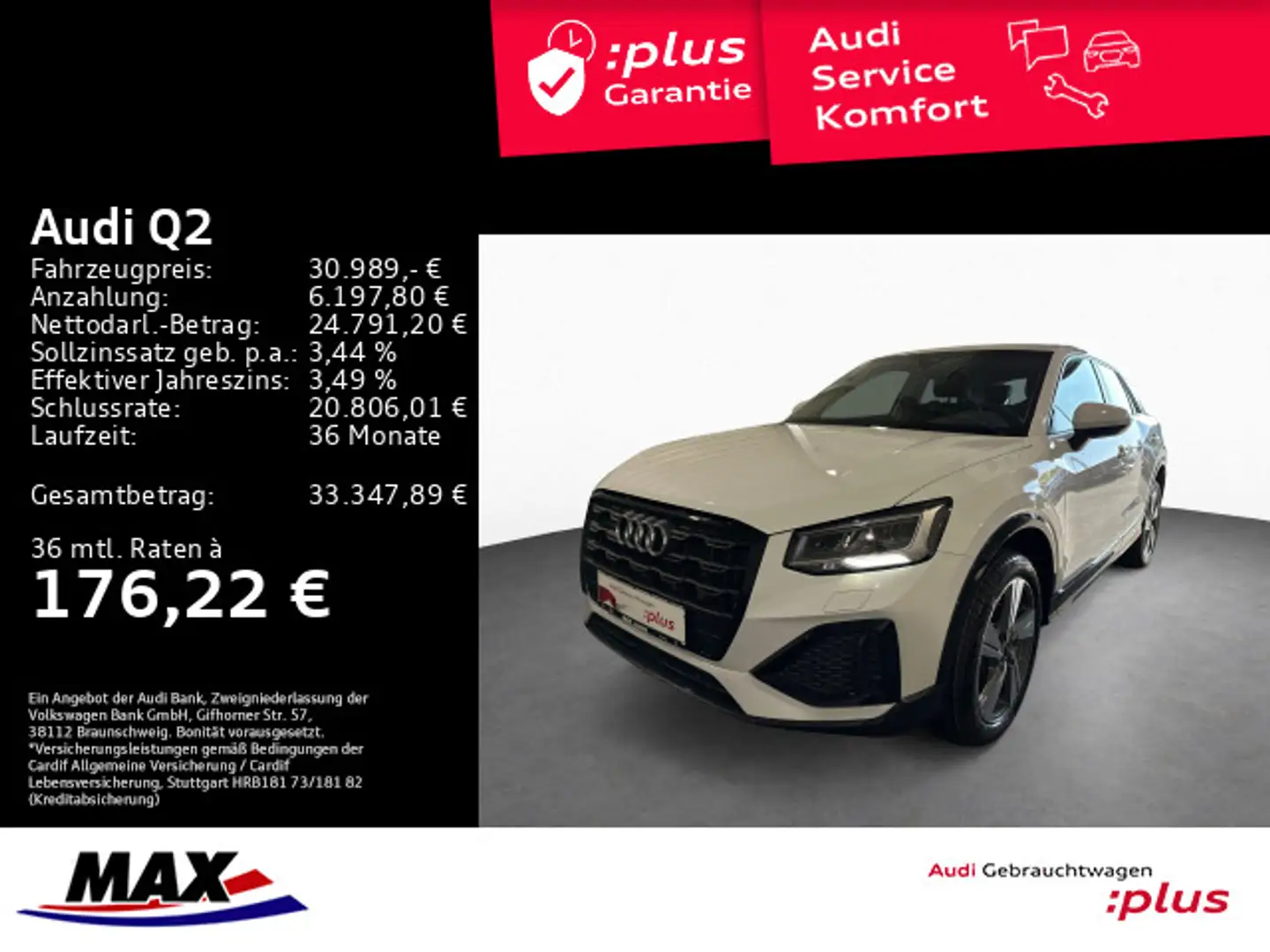 Audi Q2 40 TFSI QUATTRO ADVANCED LED+KAMERA+OPTIK+ALU Weiß - 1
