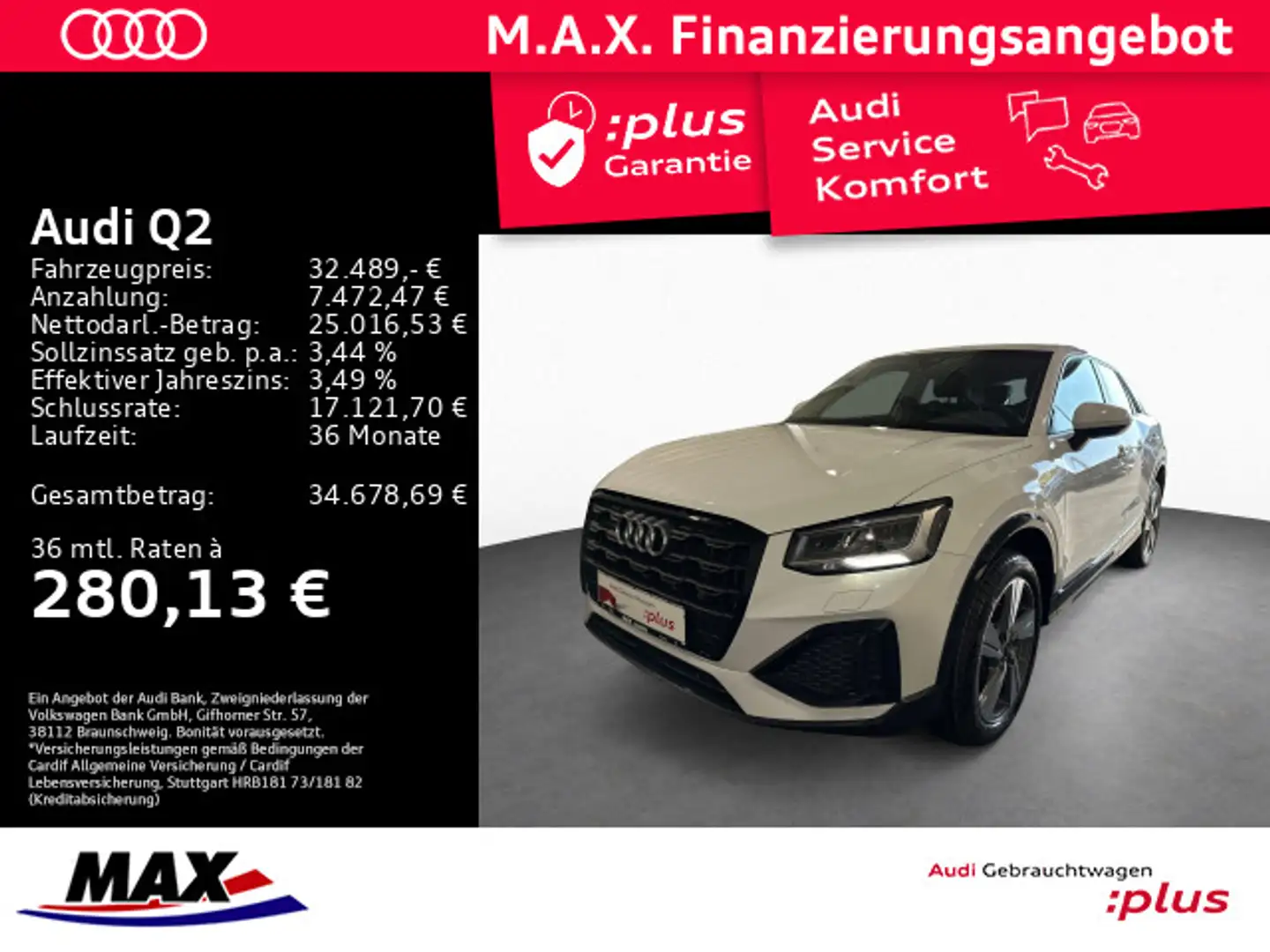 Audi Q2 40 TFSI QUATTRO ADVANCED LED+KAMERA+OPTIK+ALU Weiß - 1