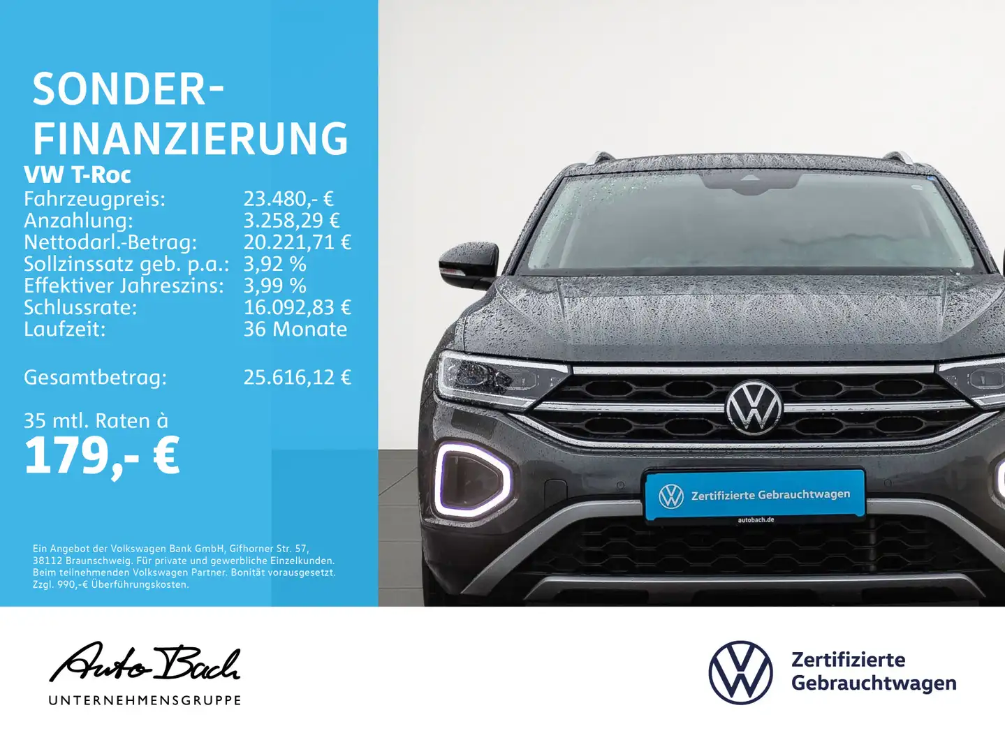 Volkswagen T-Roc Style 1.5TSI Navi LED Standhzg ACC CarPlay Grau - 2