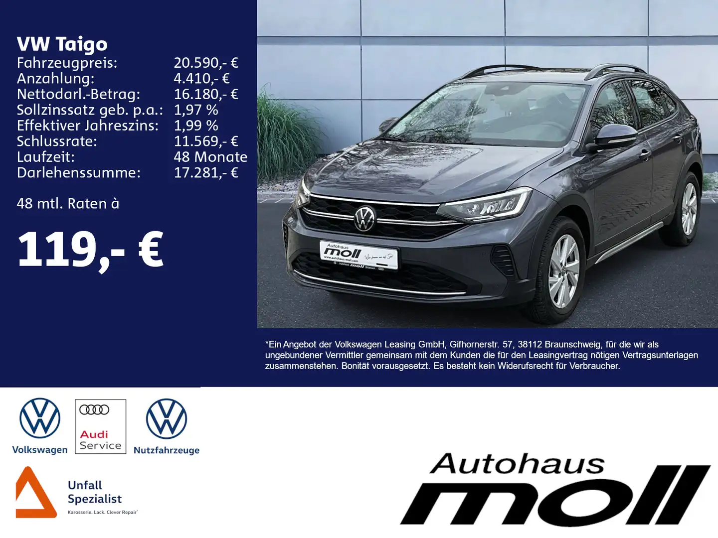Volkswagen Taigo Life 1.0 TSI, LED, Einparkhilfe Grau - 2