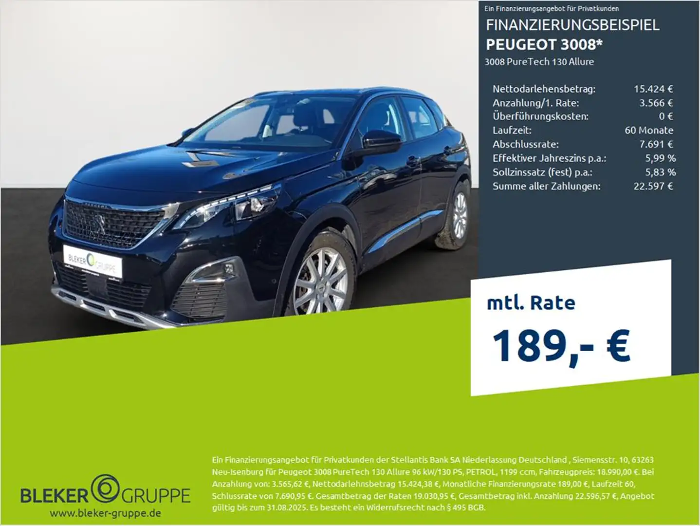 Peugeot 3008 PureTech 130 Allure Noir - 1