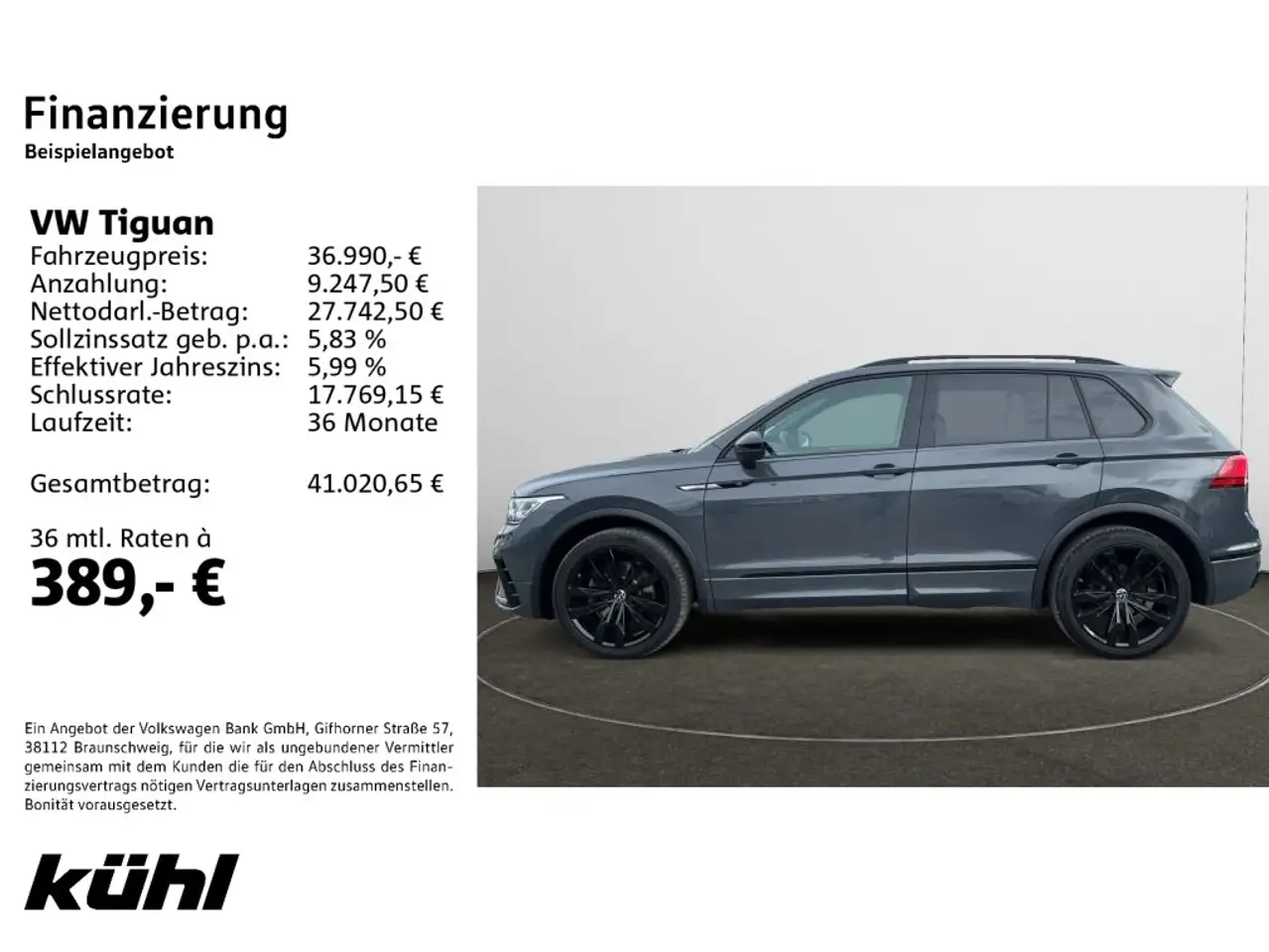 Volkswagen Tiguan 2.0 TDI DSG 4M R-Line Navi,AHK,Pano,Black, миниатюра 2