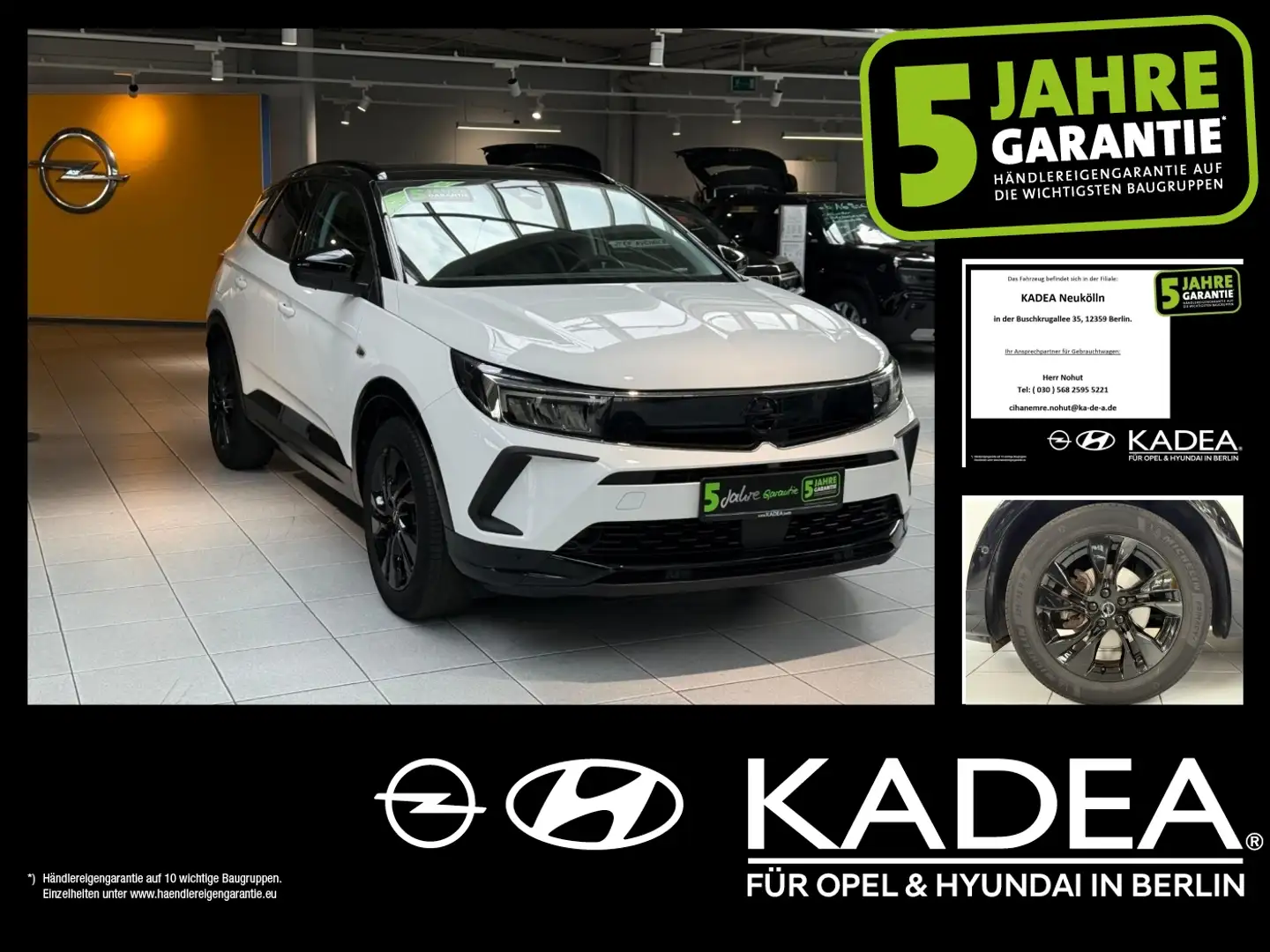 Opel Grandland 1.2 LED,180°Kamera,PDC,Navi,AGR,KlimaA. Weiß - 1