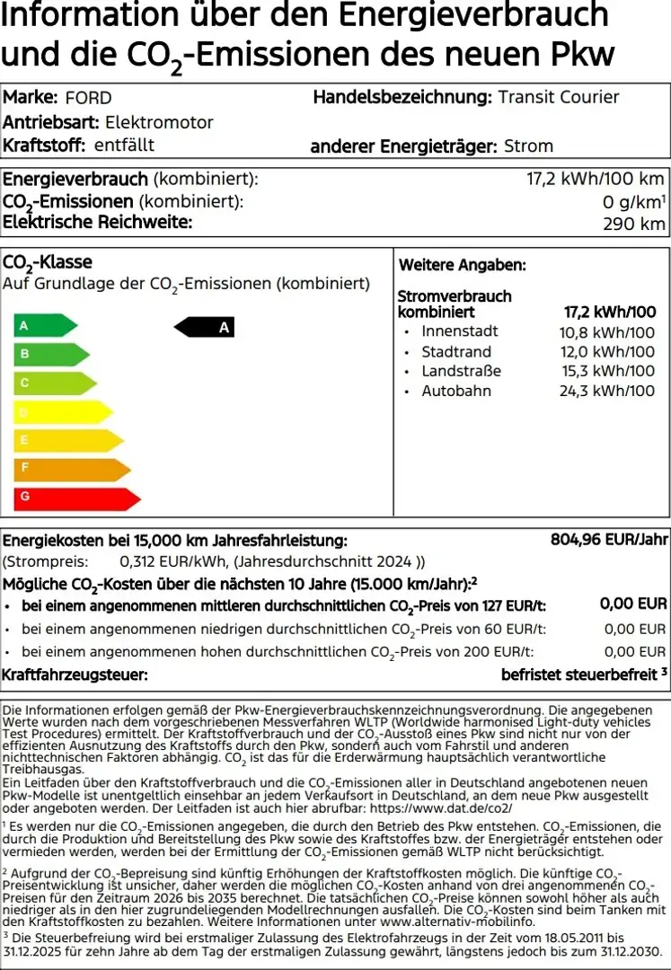 Ford Transit Courier 54kWh Trend 0,99% Finanzierung Blanc - 2
