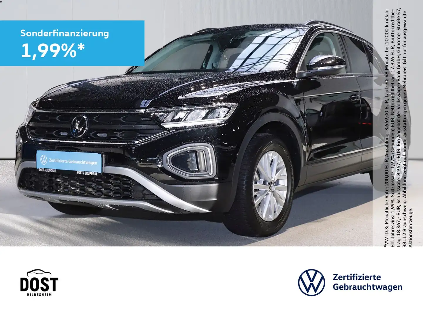 Volkswagen T-Roc 1.0 TSI Life NAVI+DAB+SHZ+LED Schwarz - 1