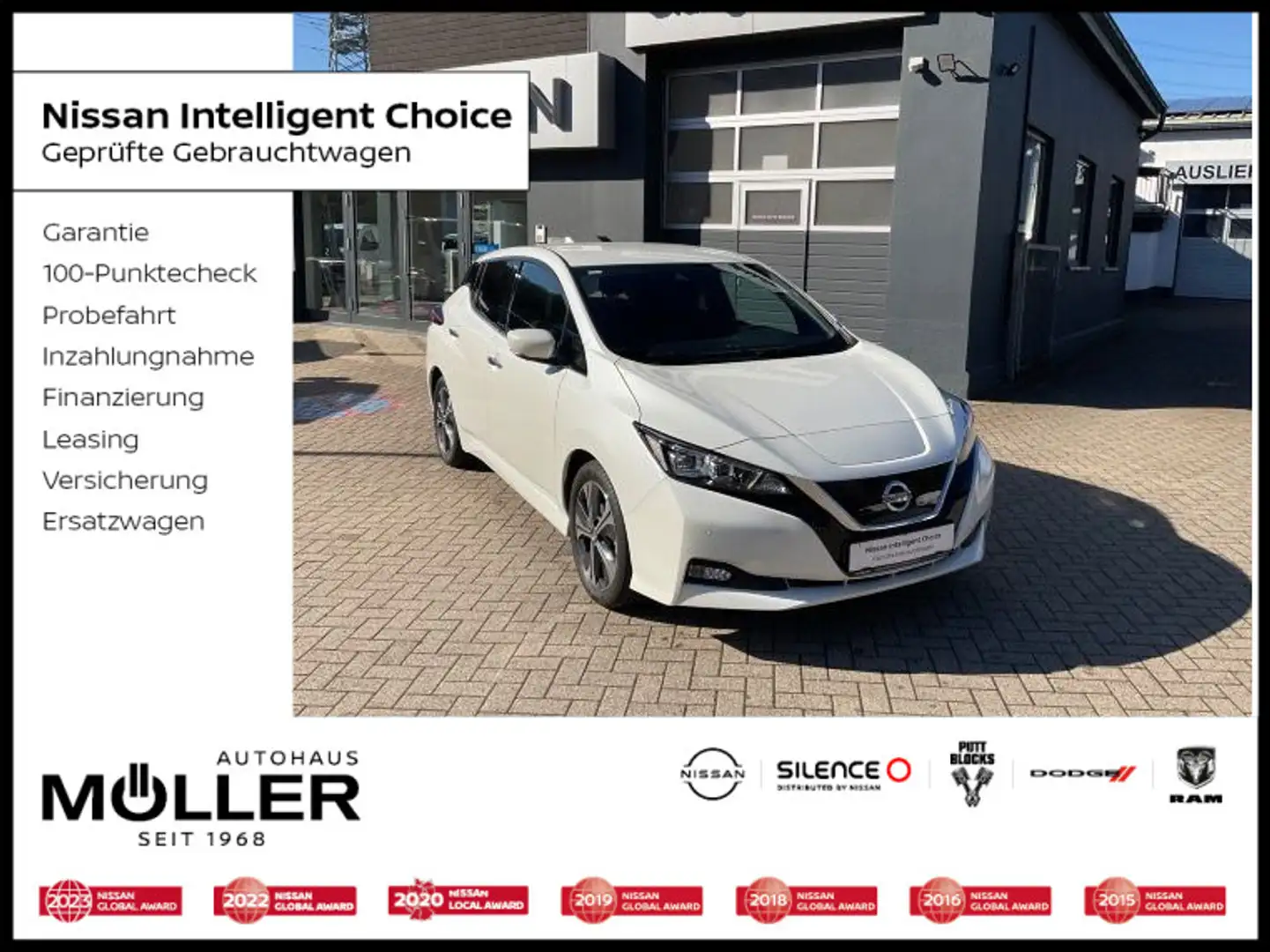 Nissan Leaf 40kWh Tekna BOSE Leder LED Navi AVM-Kamera Blanc - 1