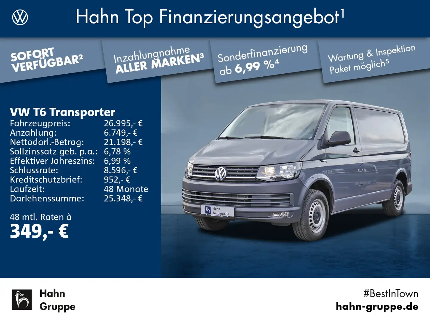 Volkswagen T6 Transporter Kasten-Kombi EcoProfi 2.0TDI AHK Grau - 1