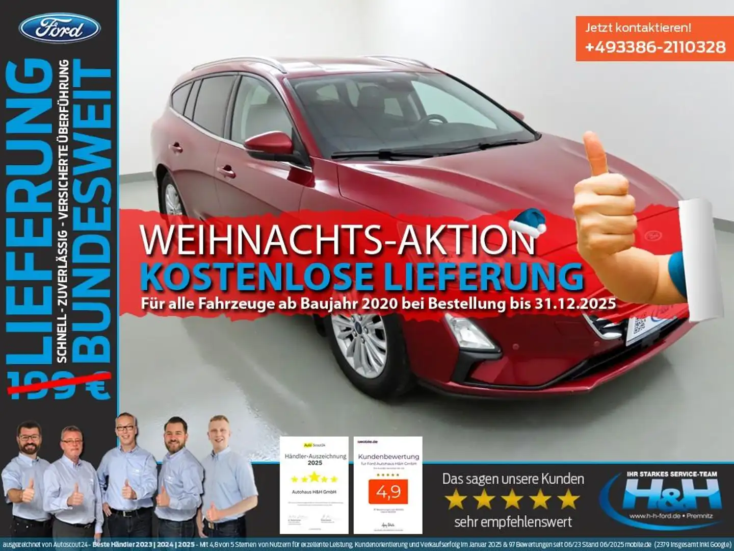 Ford Focus Turnier 1.0 EcoB Aut Titanium SHZ+Kamera Красный - 1