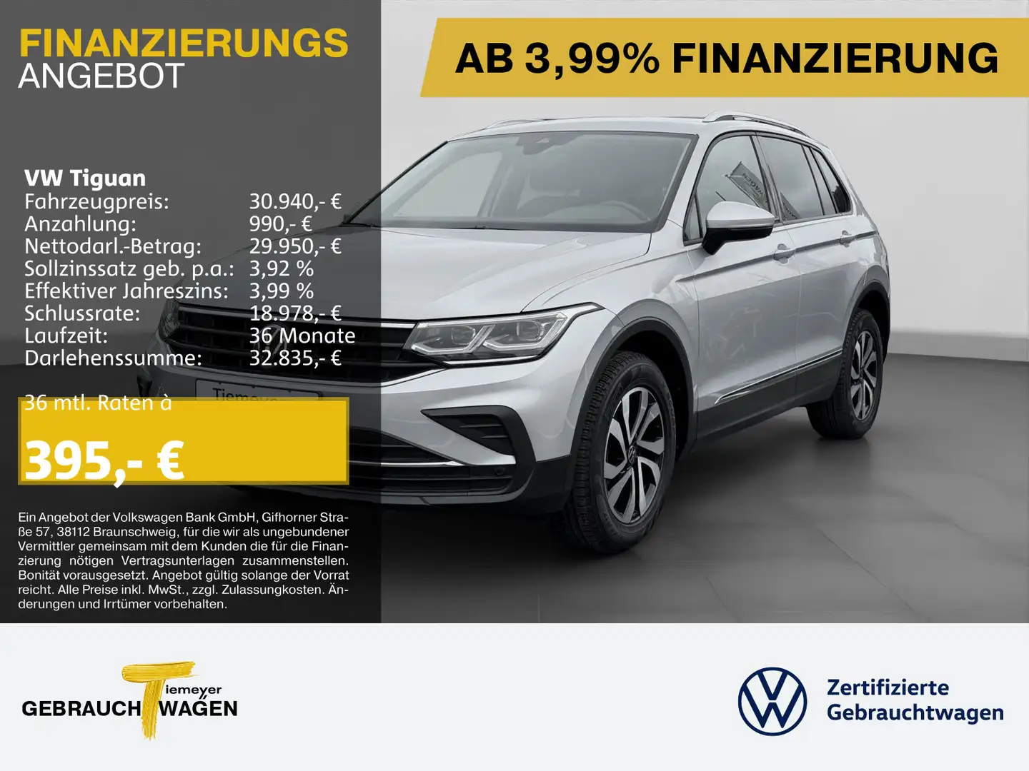 Volkswagen Tiguan 1.5 TSI DSG LIFE ACTIVE IQ.LIGHT KAMERA A Silber - 1