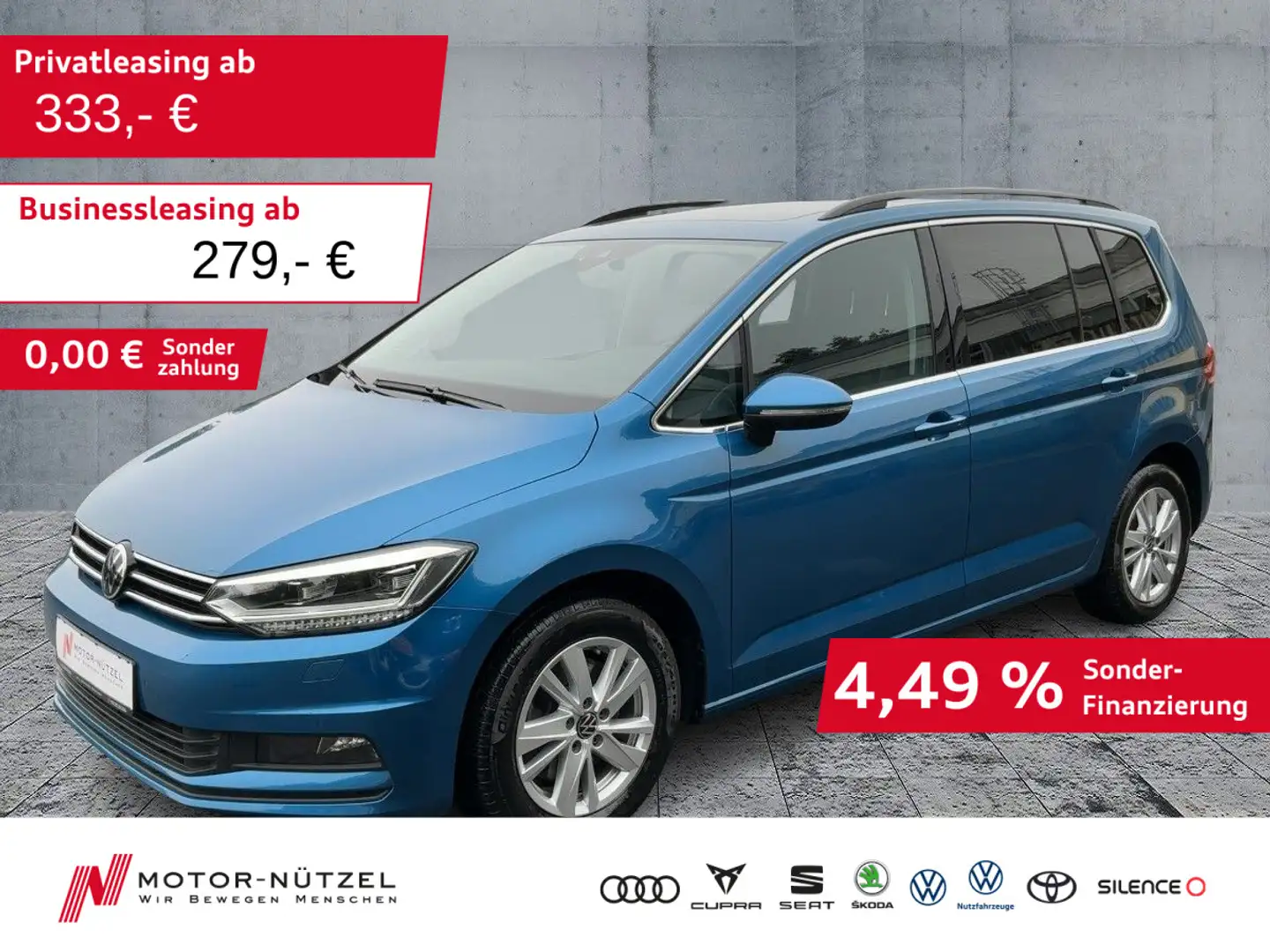 Volkswagen Touran 1.5 TSI CL LED+NAVI+AHK+PANO+STDHZG+ACC Blau - 1