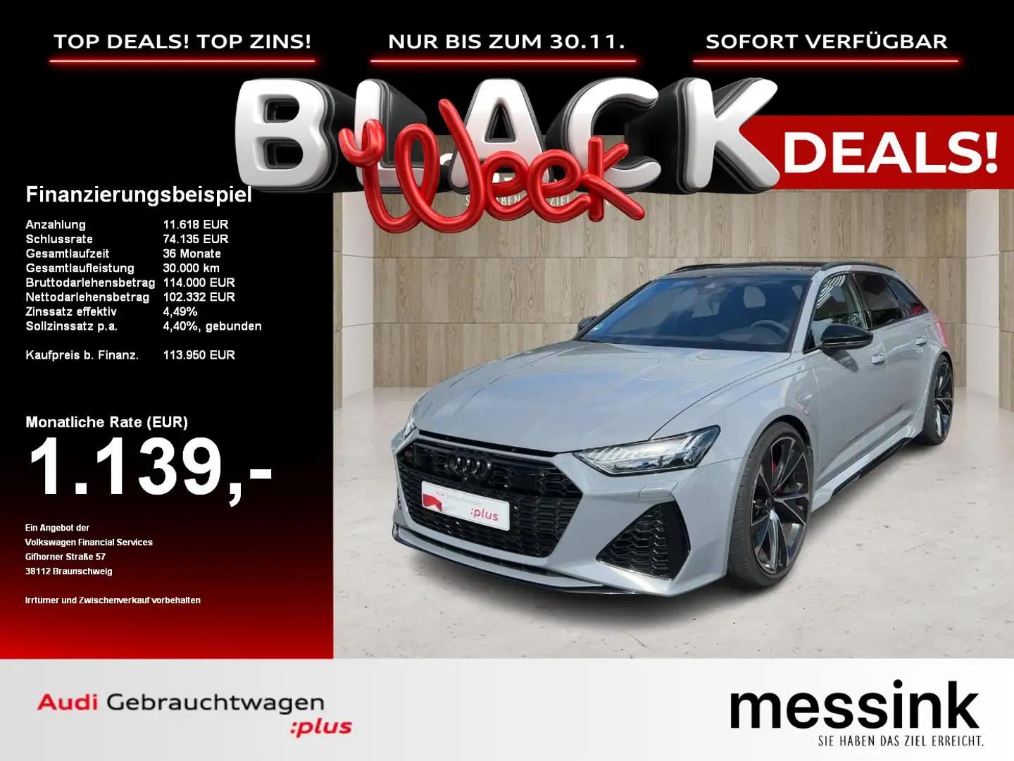 Audi RS6 RS 6 Avant *PadiDach*B+O Sound*HUD*RS-Dyn*RS-Sport Grau - 1