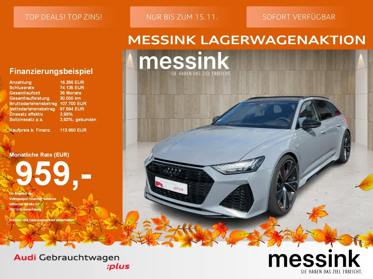 Audi RS6 RS 6 Avant *PadiDach*B+O Sound*HUD*RS-Dyn*RS-Sport Grigio - 1