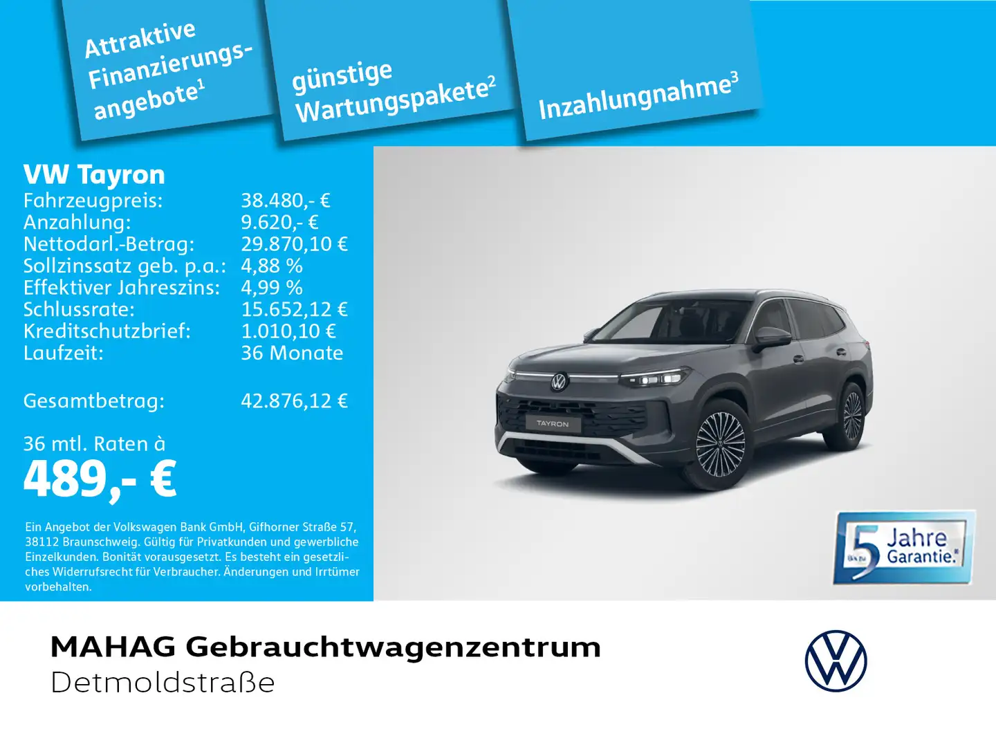 Volkswagen Tayron 1.5 eTSI LIFE Navi IQ.Light AHK 360° 18" Grau - 1