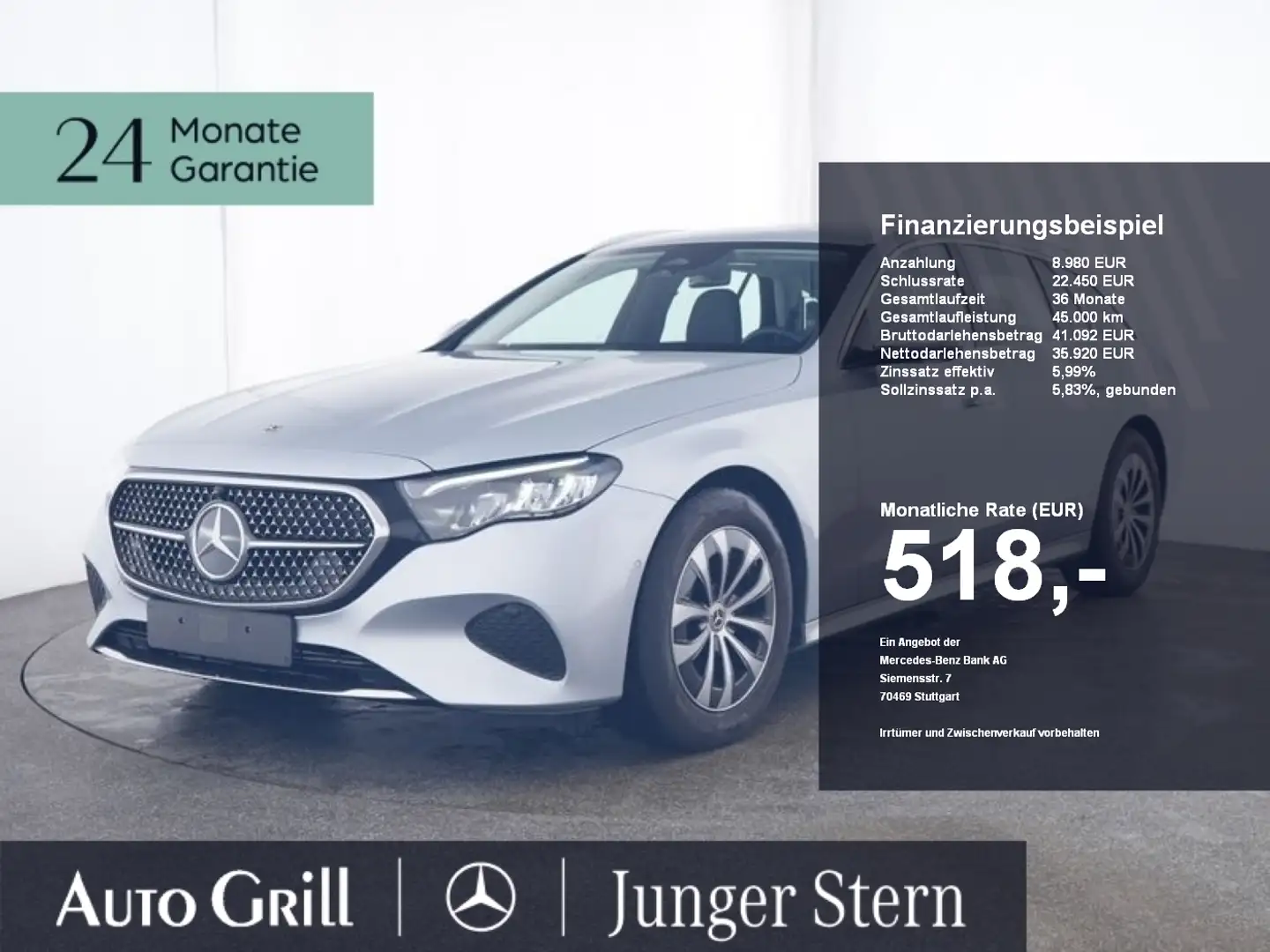 Mercedes-Benz E 220 T d neues Mod Avantgarde Distronic KeyGO Silber - 1