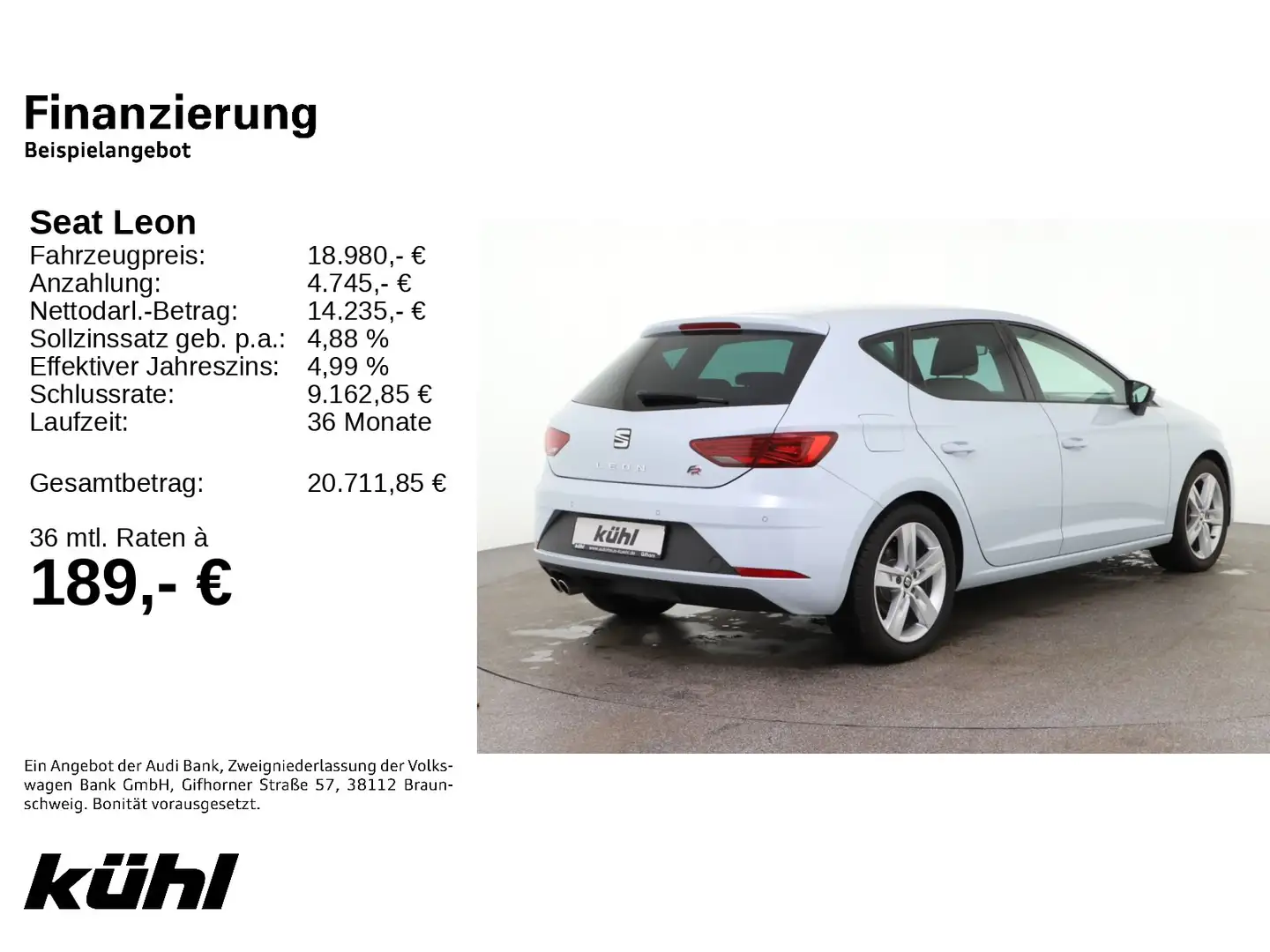 SEAT Leon 1.5 TSI FR LED Navi DAB 17 Zoll Grau - 2