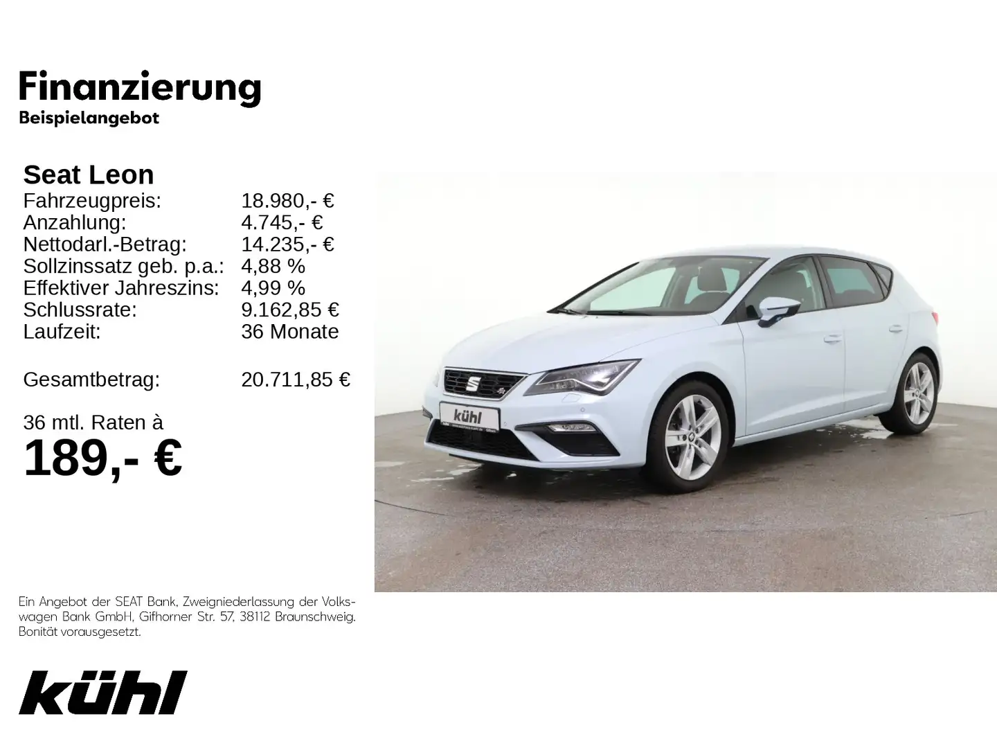 SEAT Leon 1.5 TSI FR LED Navi DAB 17 Zoll Grau - 1