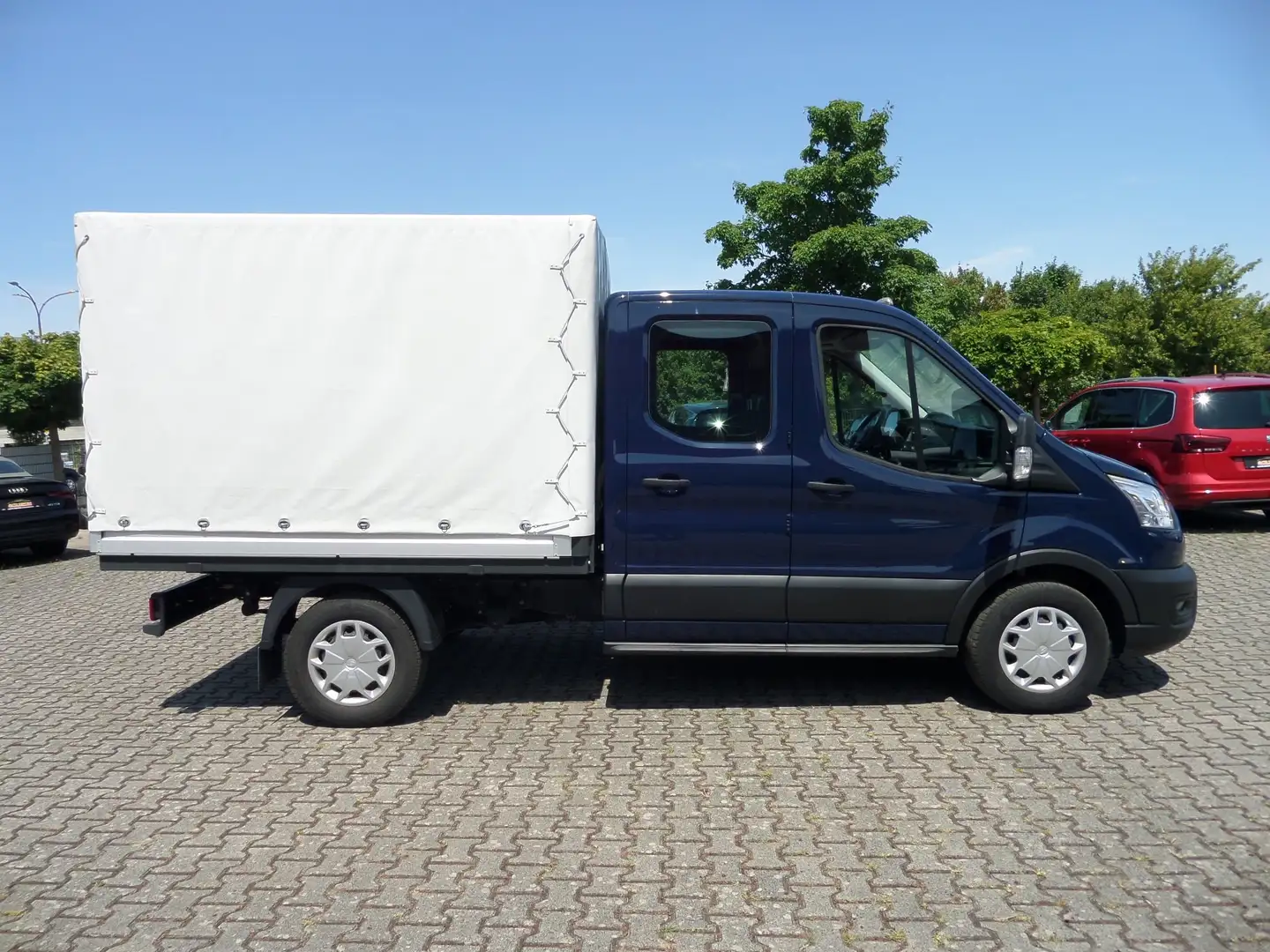 Ford Transit 350 L2 DoKa 7-Sitz+Pritsche+Plane+Klima+SHZ+ALLRAD Blau - 1