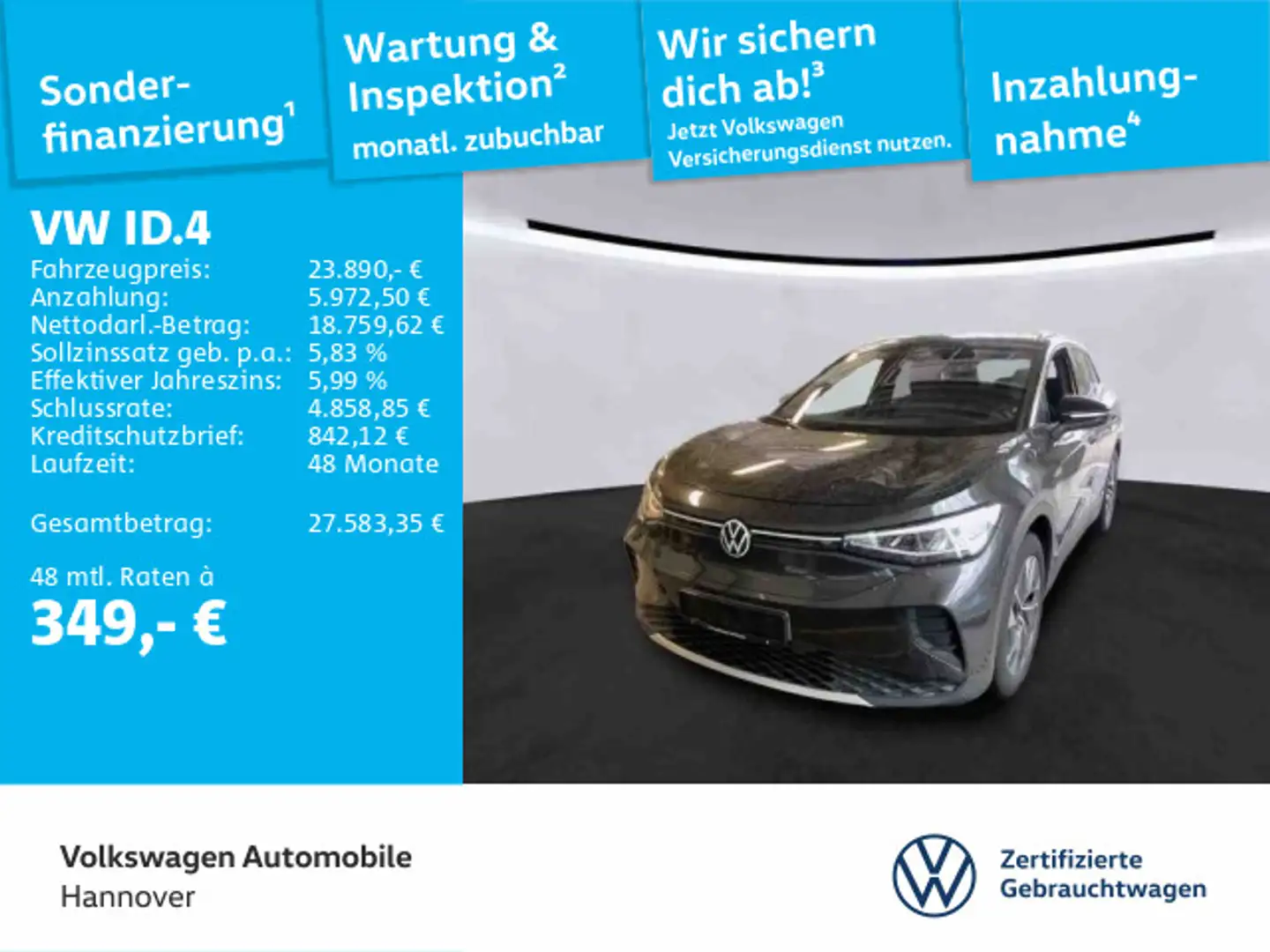 Volkswagen ID.4 Pro Performance Navi AHK LED Kamera SHZ WP Grau - 1