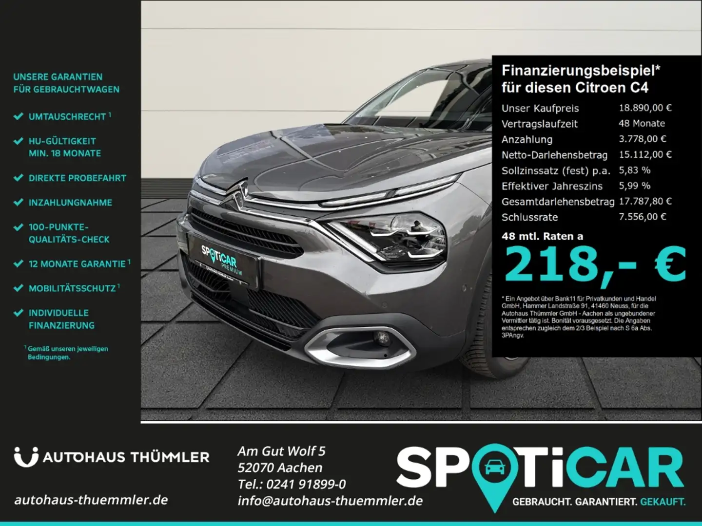 Citroen C4 Max 1.2 PureTech 130 EU6d Allwetterreifen HUD Navi Gris - 1