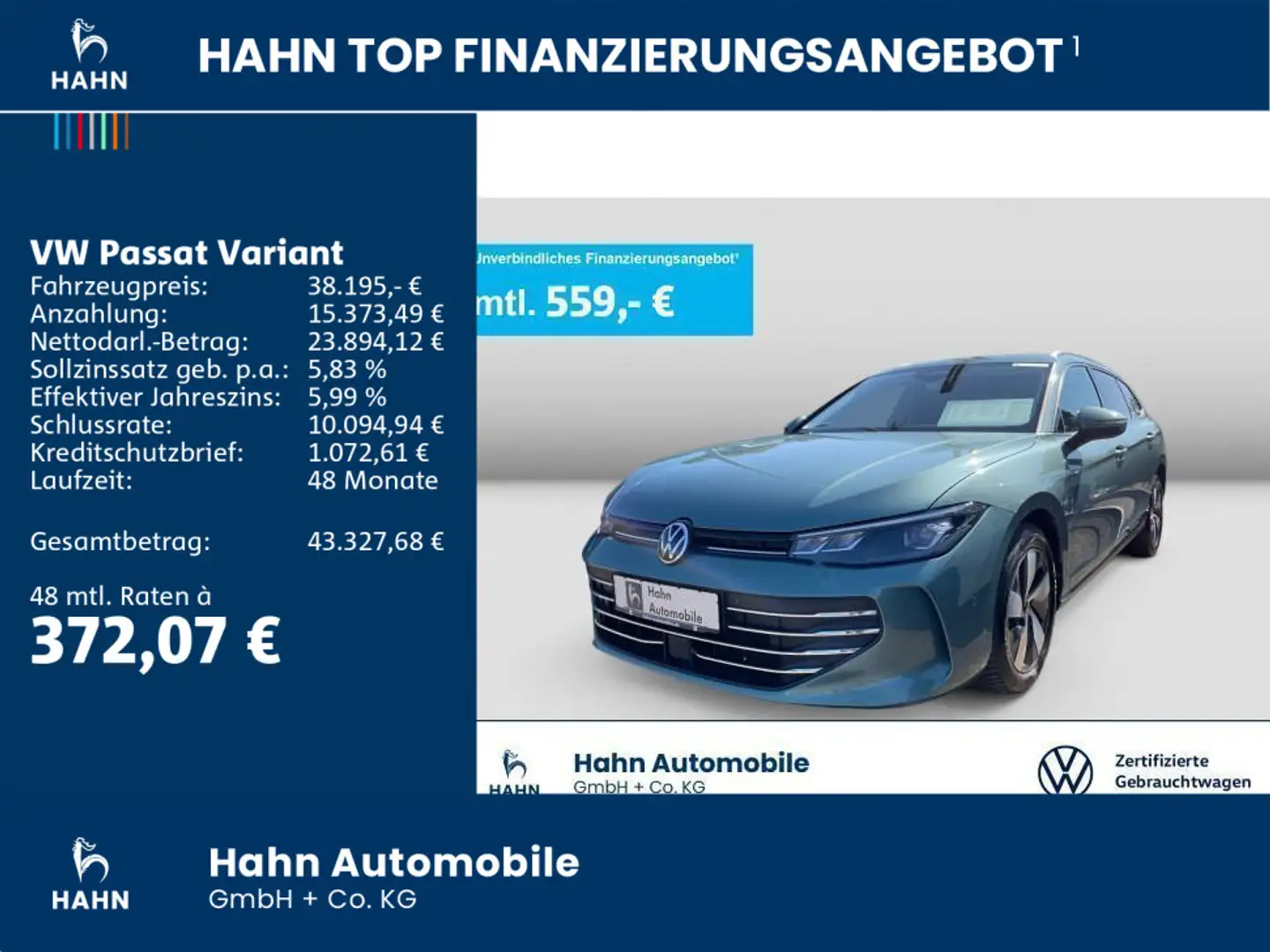 Volkswagen Passat Variant 1.5TSI DSG Business DCC Standhzg Grün - 2
