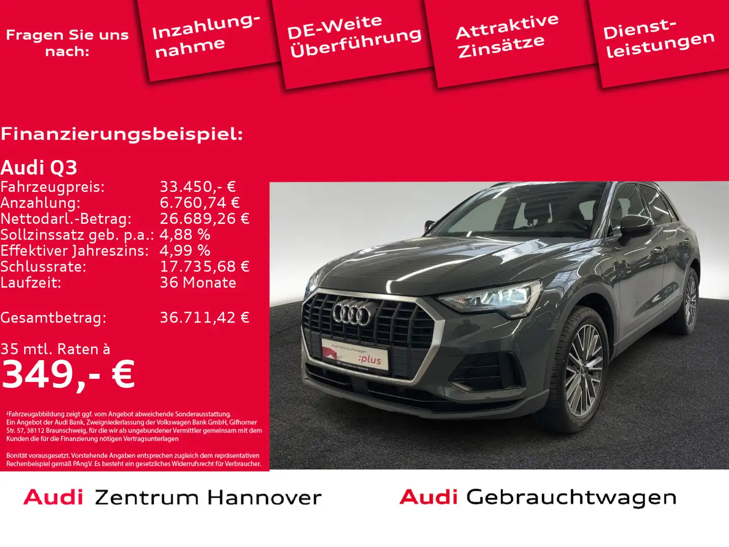 Audi Q3 45 TFSIe virtual DAB Navi LED Teilleder Grau - 1