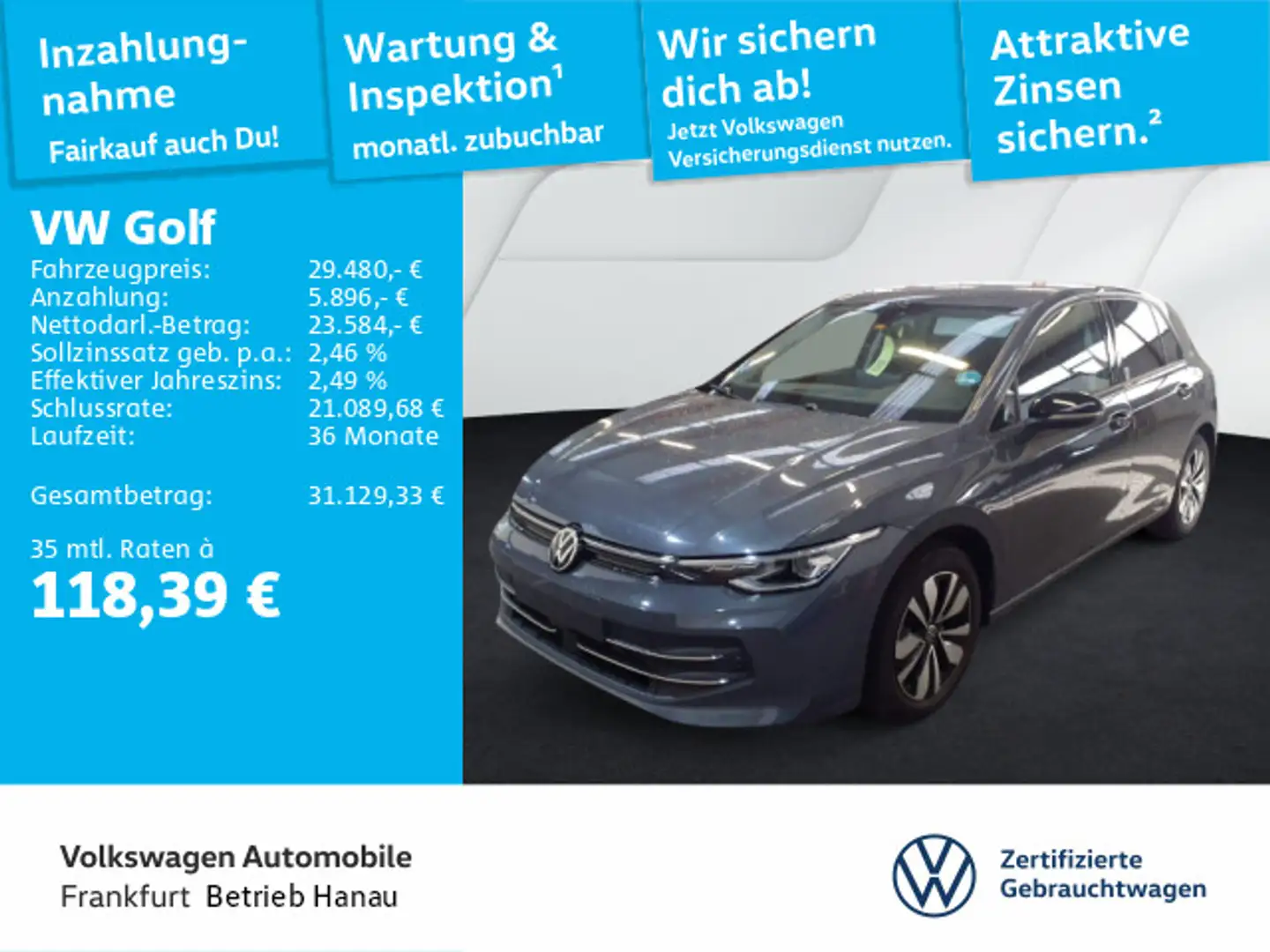 Volkswagen Golf VIII 2.0 TDI DSG Goal Navi LEDPlus DAB+ Fro Grau - 1