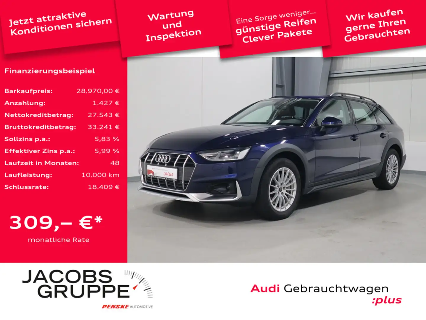 Audi A4 allroad 45 TFSI quattro VC*Pano*PDC * Blau - 1