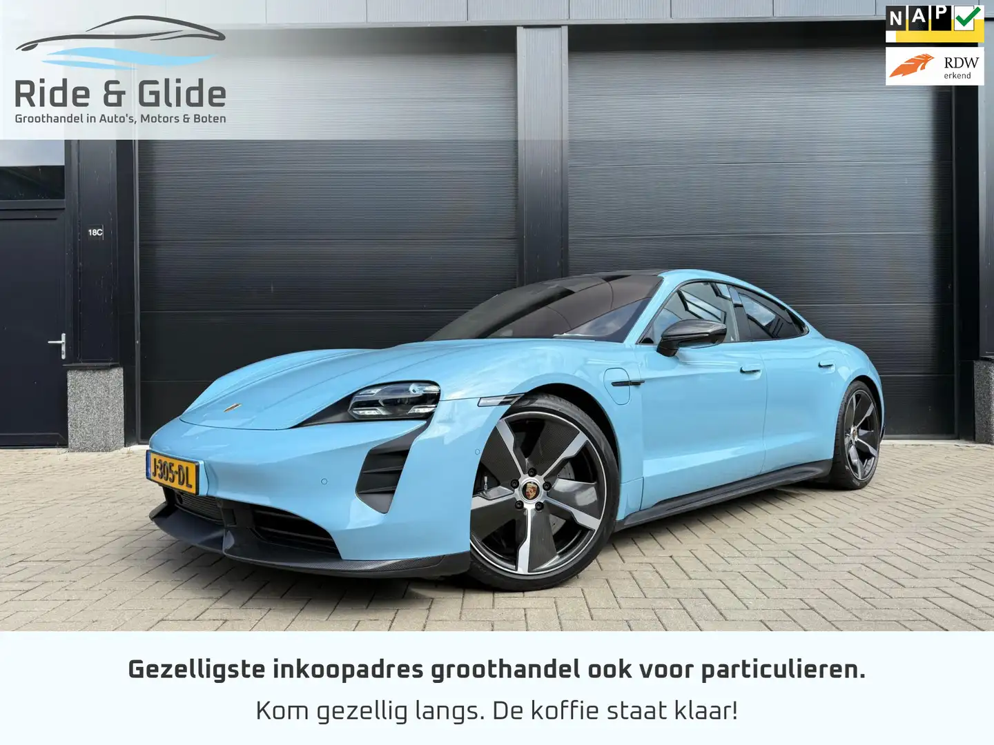 Porsche Taycan Turbo S 93 kWh keramische remmen burmeter 625pk Blauw - 1