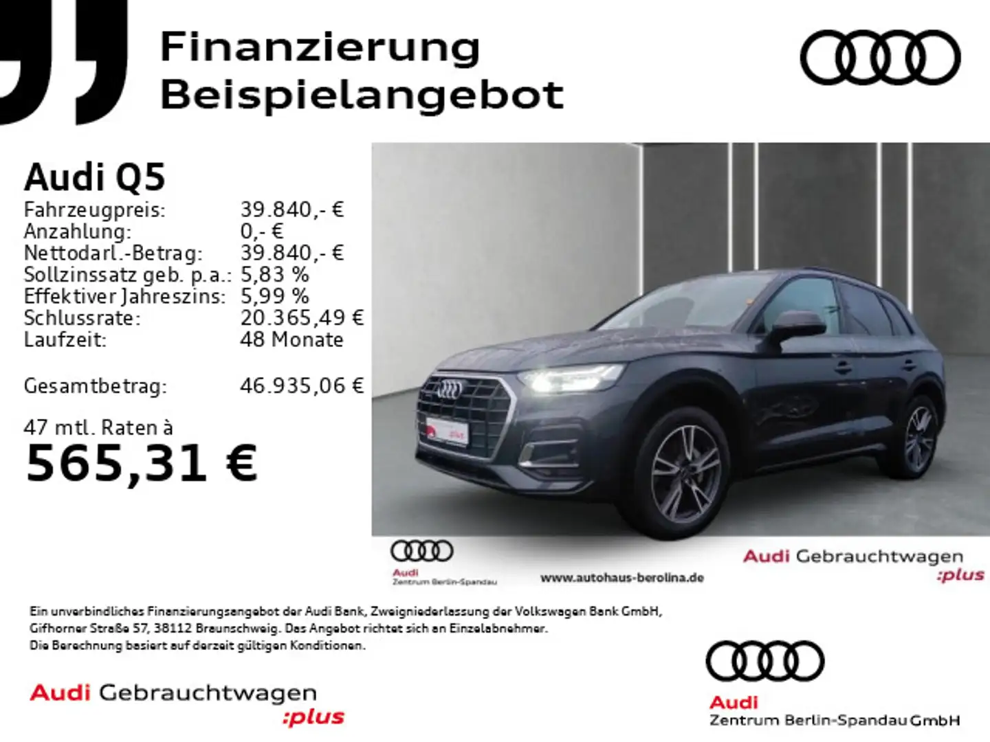 Audi Q5 50 TFSI e qu. S tronic *PANO*MATRIX*HuD*B&O* Grau - 1