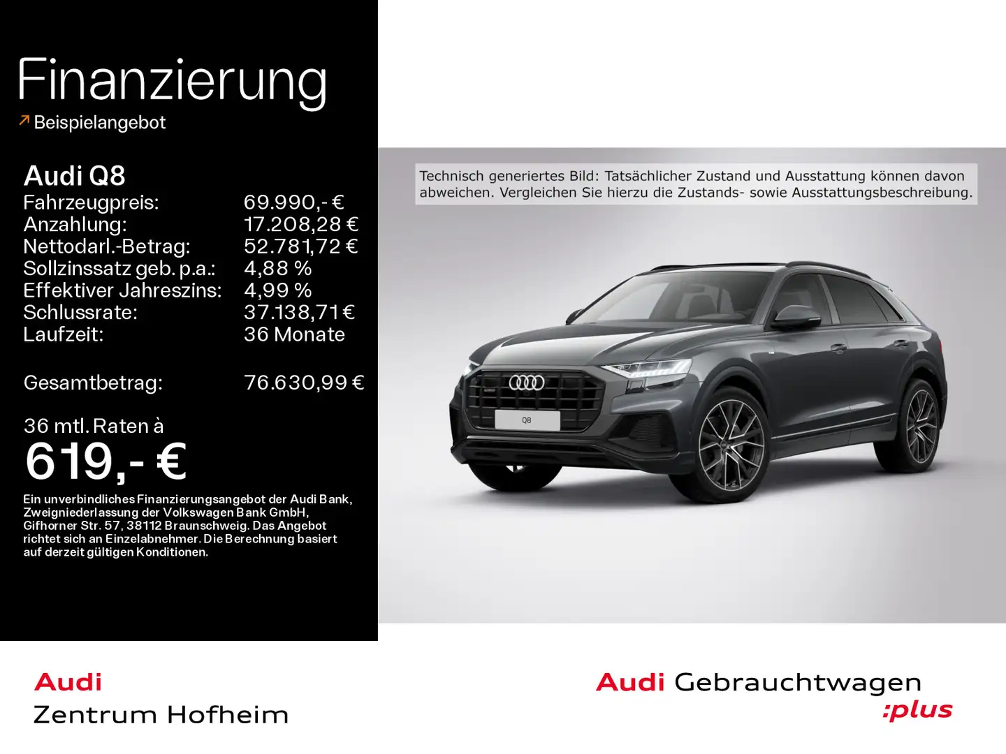 Audi Q8 50 TDI qu S line tip*Air*B&O*Pano*Standh*Matr Grau - 1