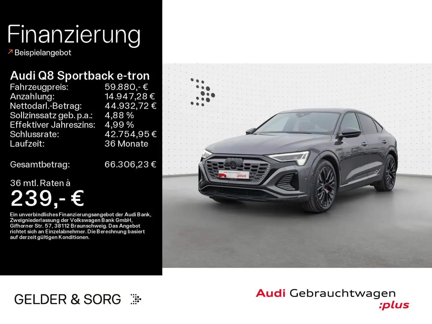 Audi Q8 e-tron 55 qu. S line Pano*Air*B&O* Gris - 1