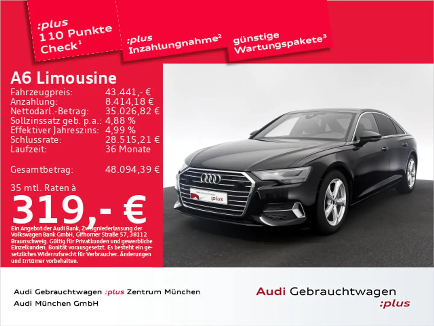 Audi A6 45 TFSI S tronic advanced ACC/Navi+ Schwarz - 1