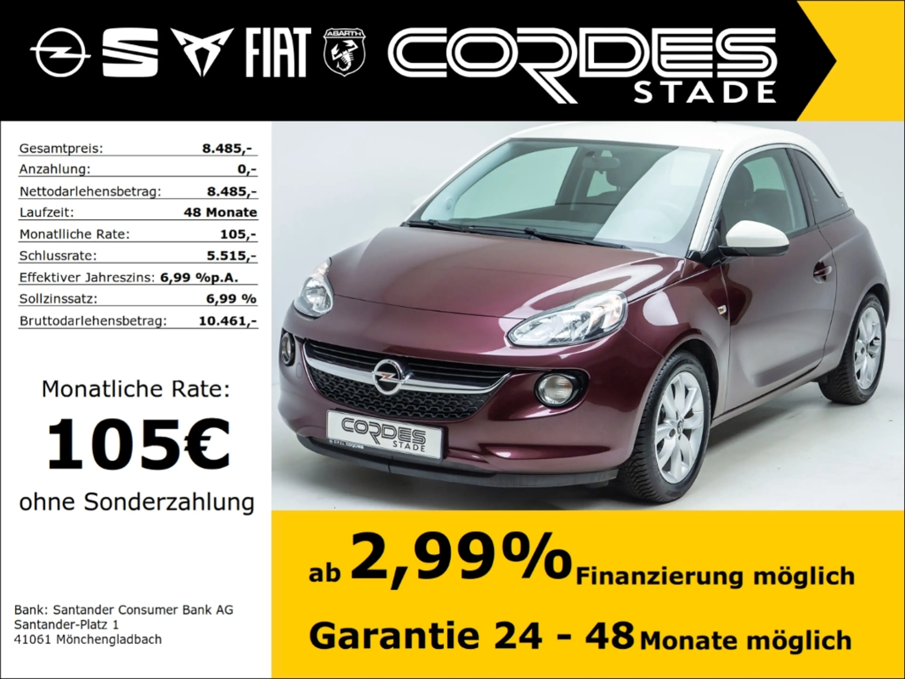 Opel Adam Jam 1.2 Allwetterreifen Bluetooth Multifunktionsle
