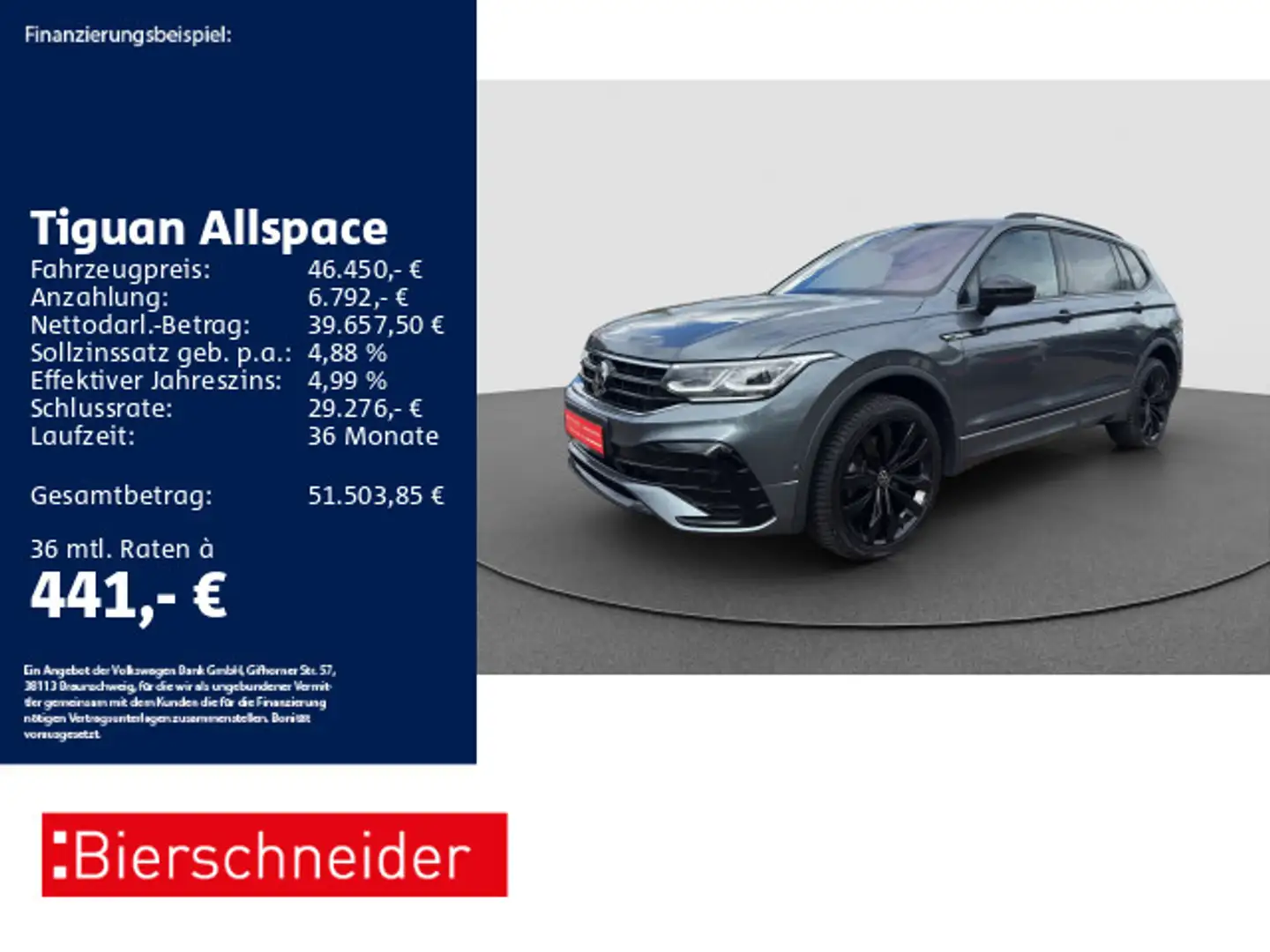 Volkswagen Tiguan Allspace 2.0 TDI DSG 4Mo R-Line Black AHK Grau - 1