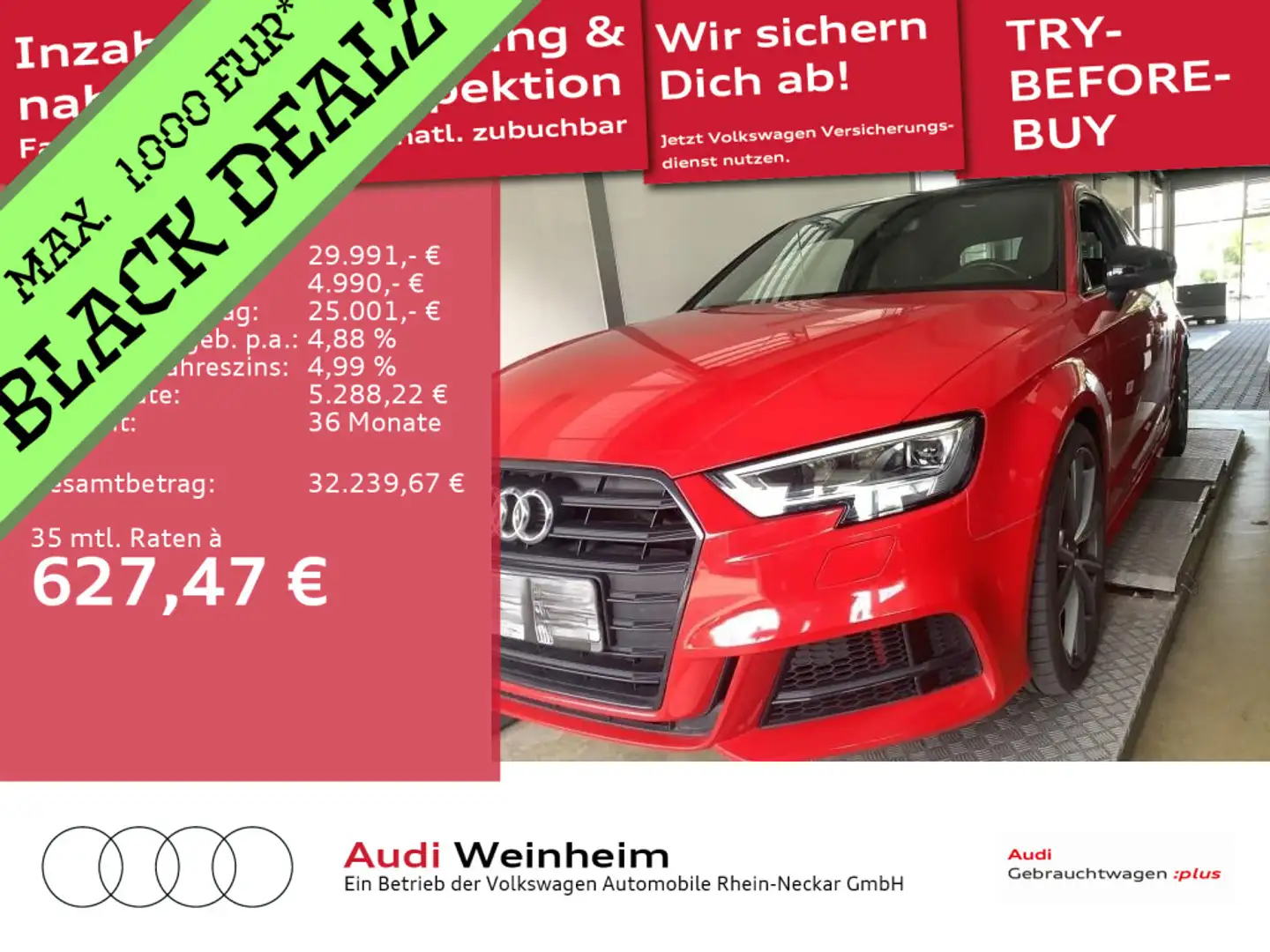 Audi S3 TFSI Black Paket Pano S-tronic LED uvm Rot - 1