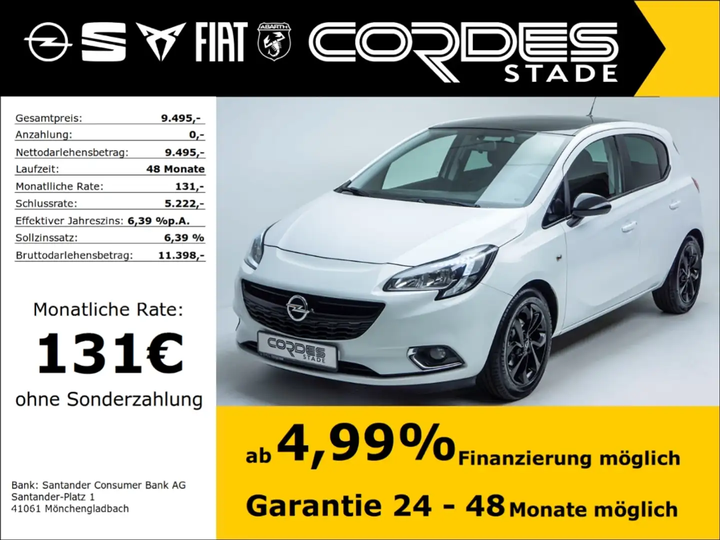 Opel Corsa E Edition 1.4 Bordcomputer Klimaanlage Alufelgen ( Weiß - 1