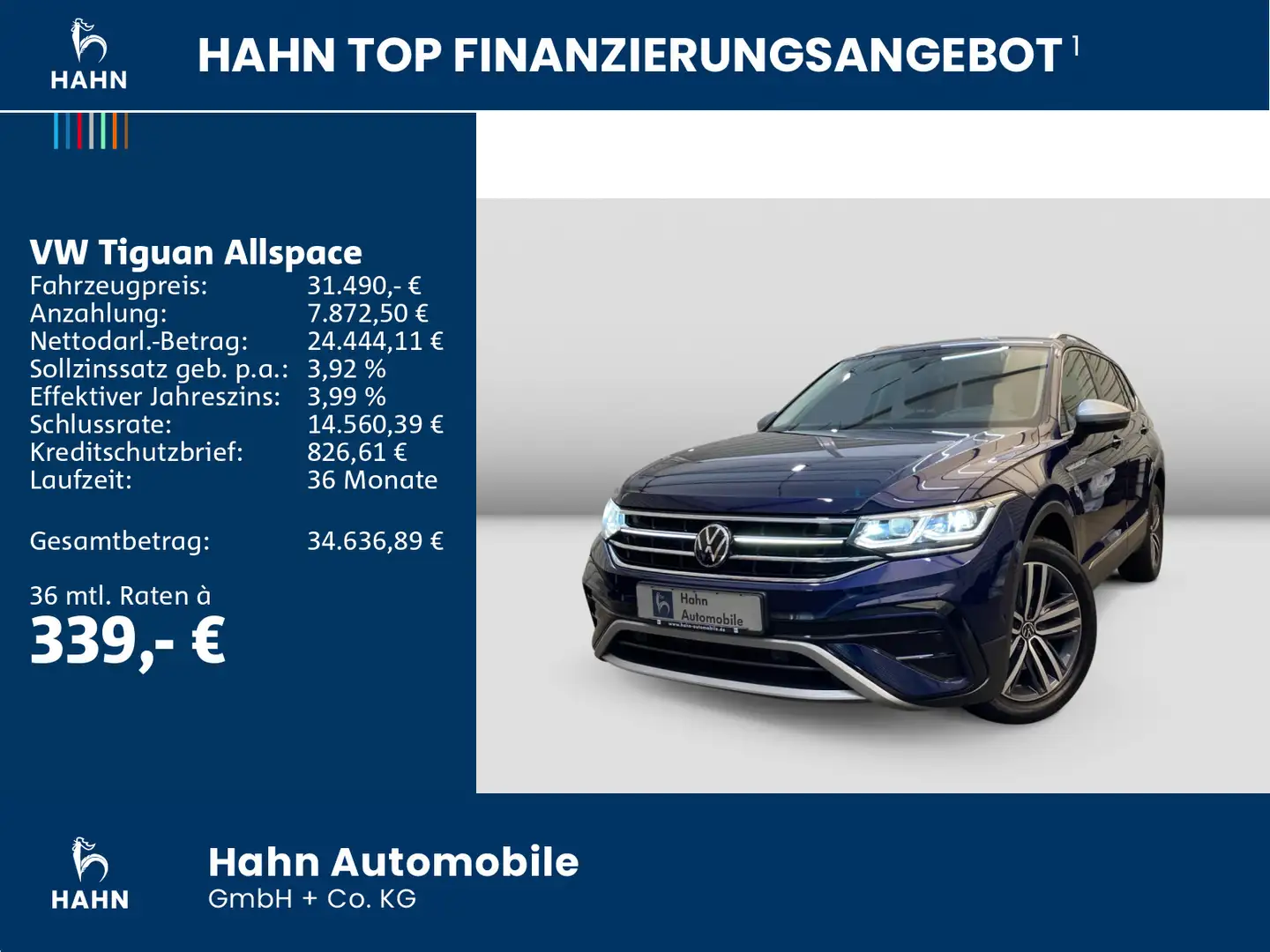 Volkswagen Tiguan Allspace 2.0TSI DSG 4M Elegance Sthzg AHK Blau - 2