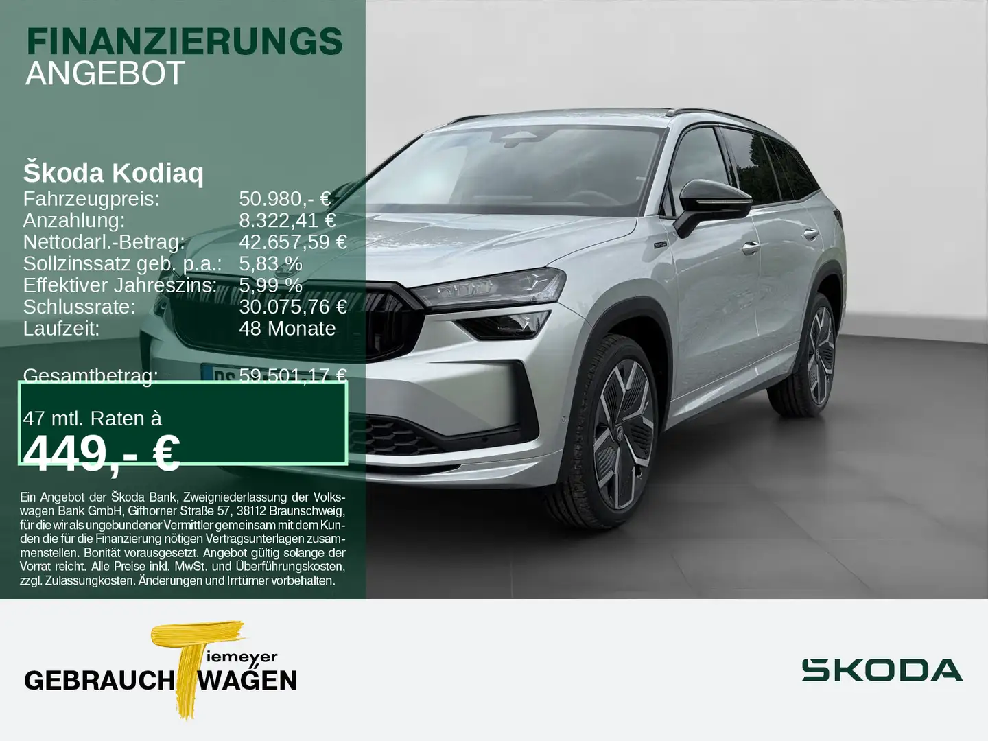Skoda Kodiaq 2.0 TSI DSG 4x4 SPORTLINE NAVI LM20 Silber - 1
