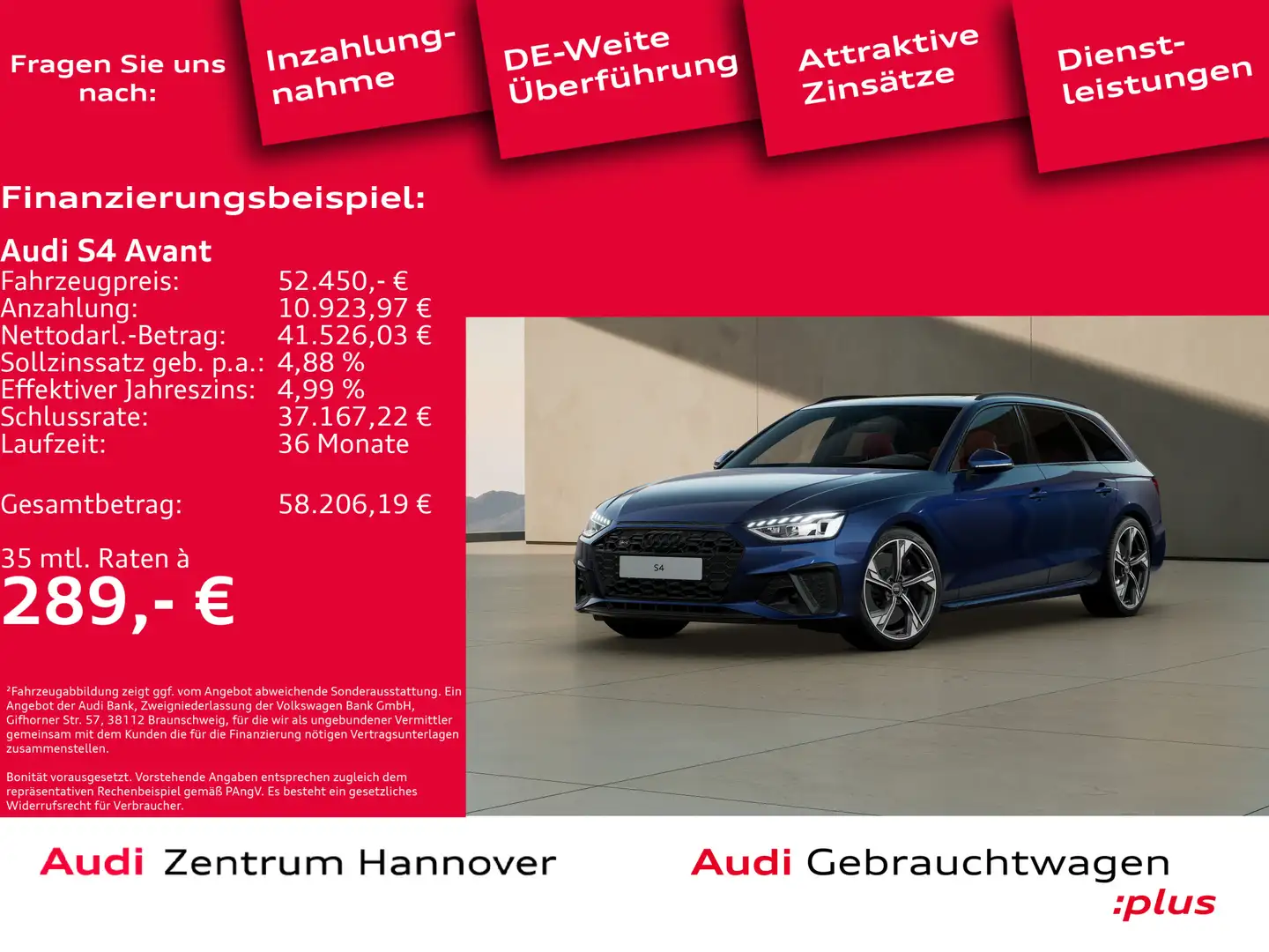 Audi S4 3.0 TDI quattro Pano B&O Kamera Navi Blau - 1