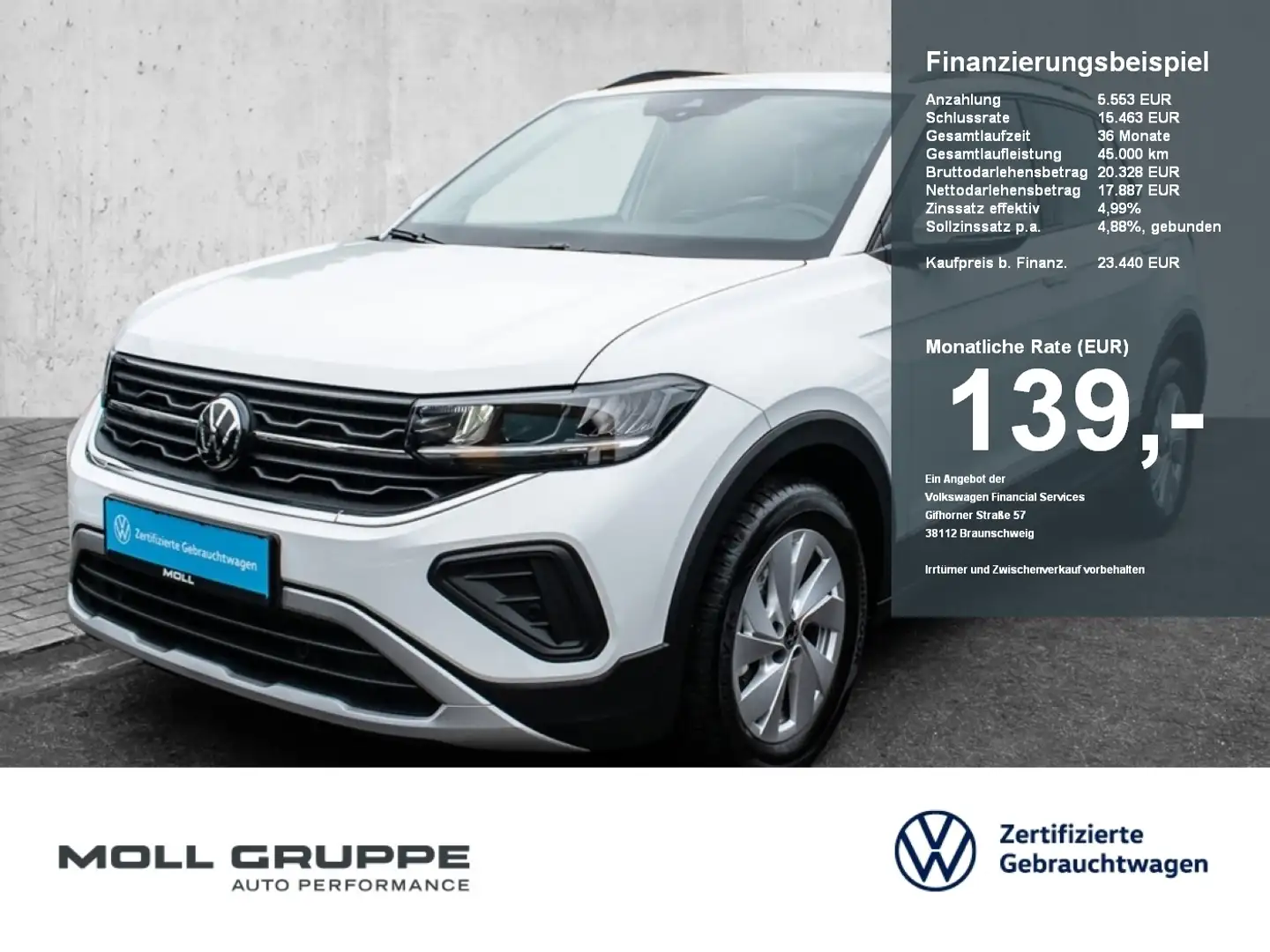 Volkswagen T-Cross 1.0 TSI Life AUT KAM LED LM PDC SHZ VICO Weiß - 1