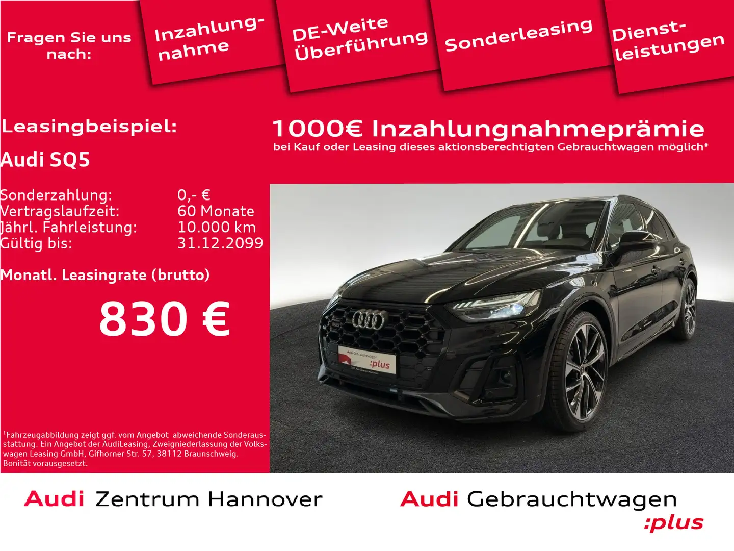 Audi SQ5 TDI 3,0 quattro AHK 21-Zoll B&O air suspensi Zwart - 1